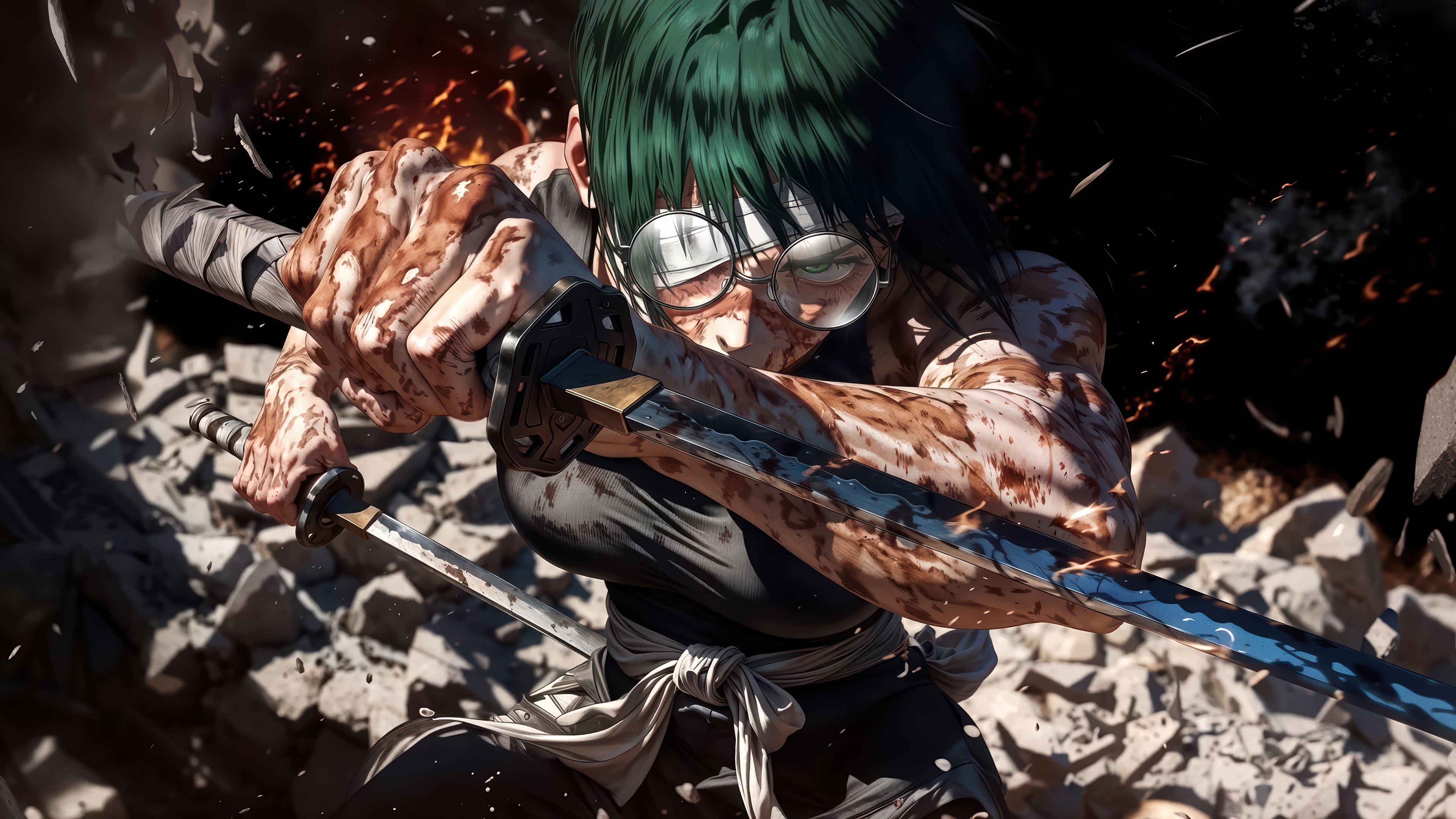 Maki Zenin with Katana in Jujutsu Kaisen 4K HD Wallpaper