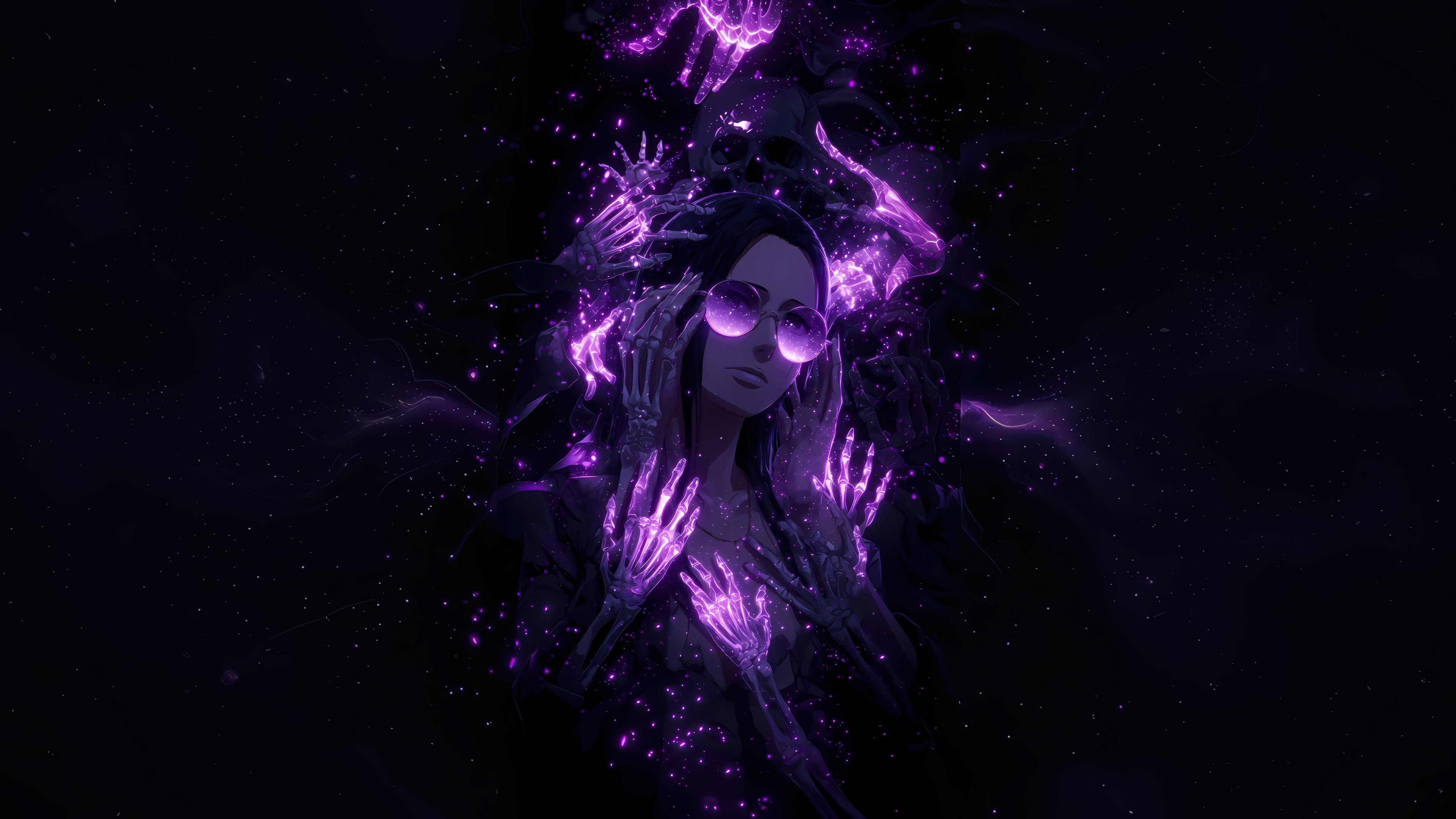 Nico Robin surrounded by purple spectral hands and skulls 4K HD Wallpaper