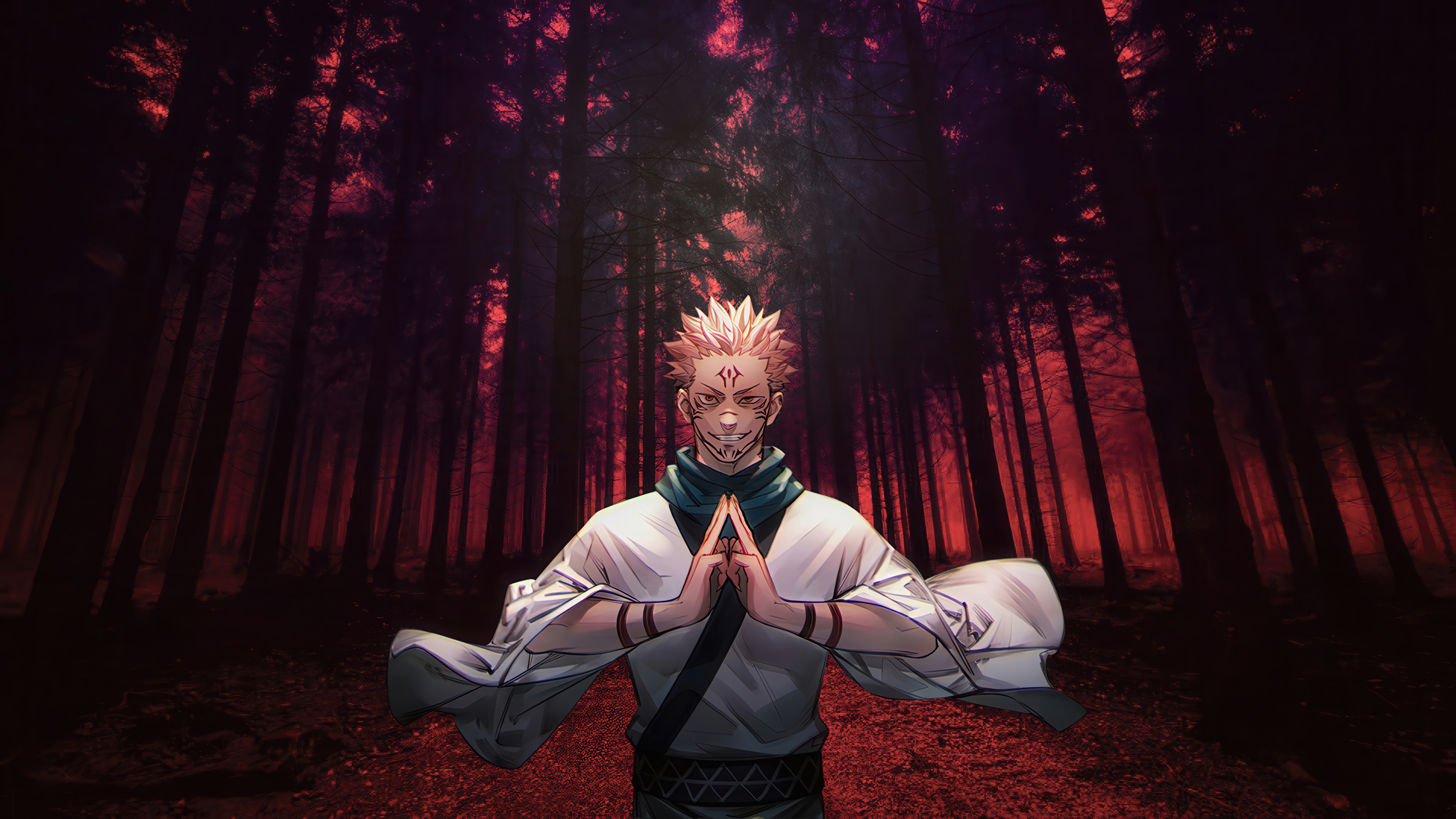 Ryomen Sukuna from Jujutsu Kaisen in a forest HD Wallpaper