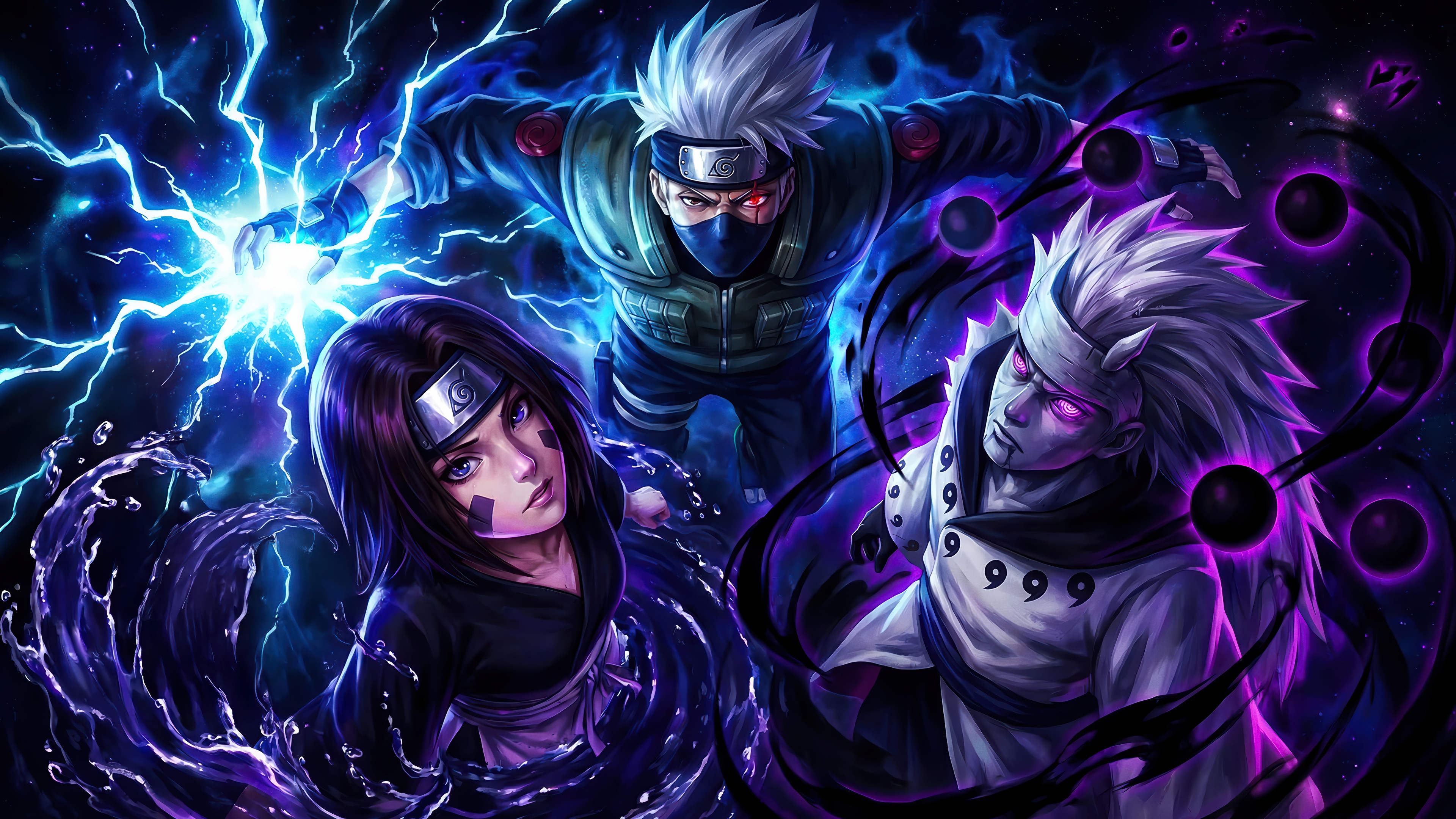 Kakashi, Obito, and Rin in 4K HD Wallpaper