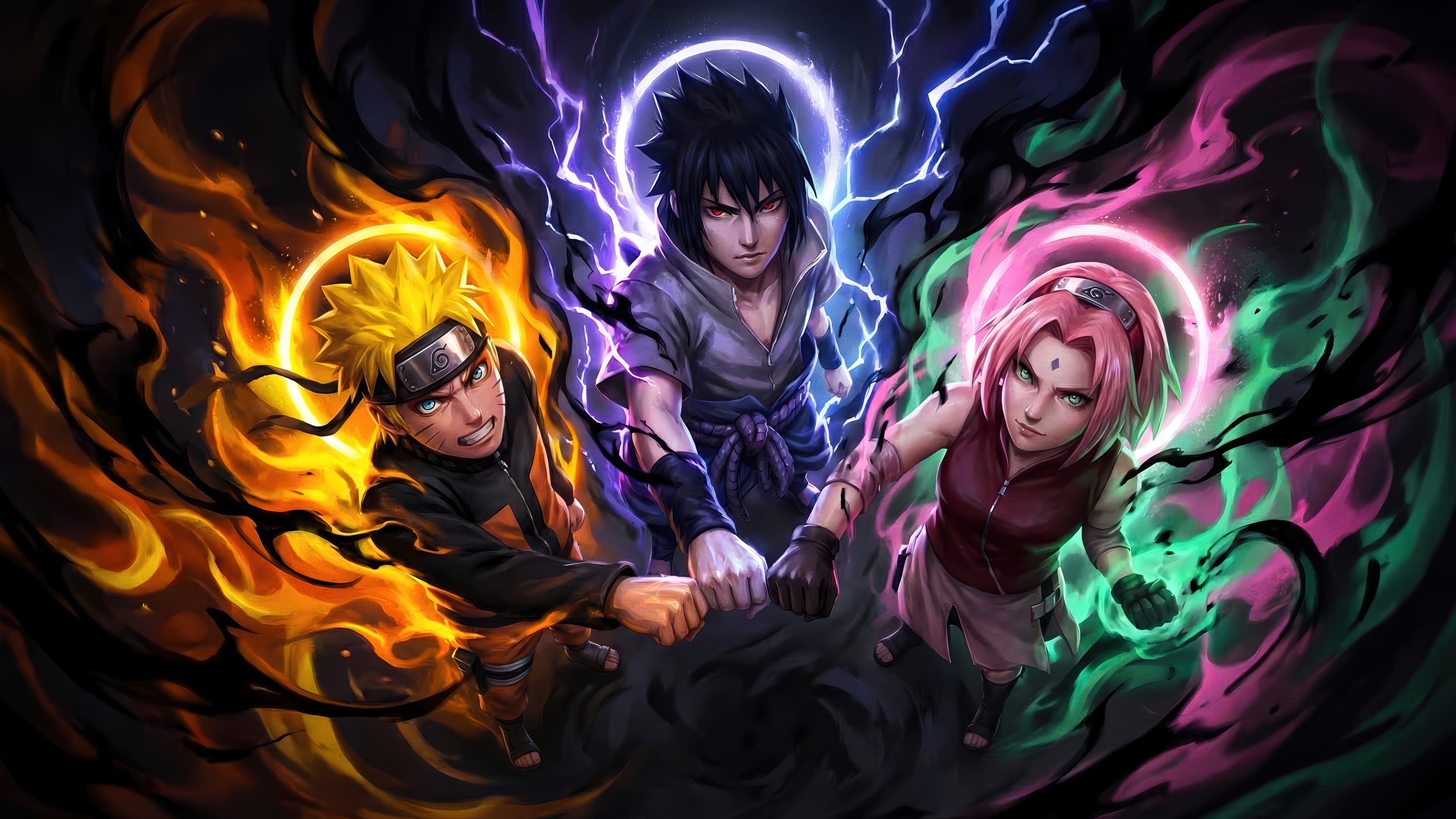 Naruto, Sasuke, and Sakura in 4K HD Wallpaper