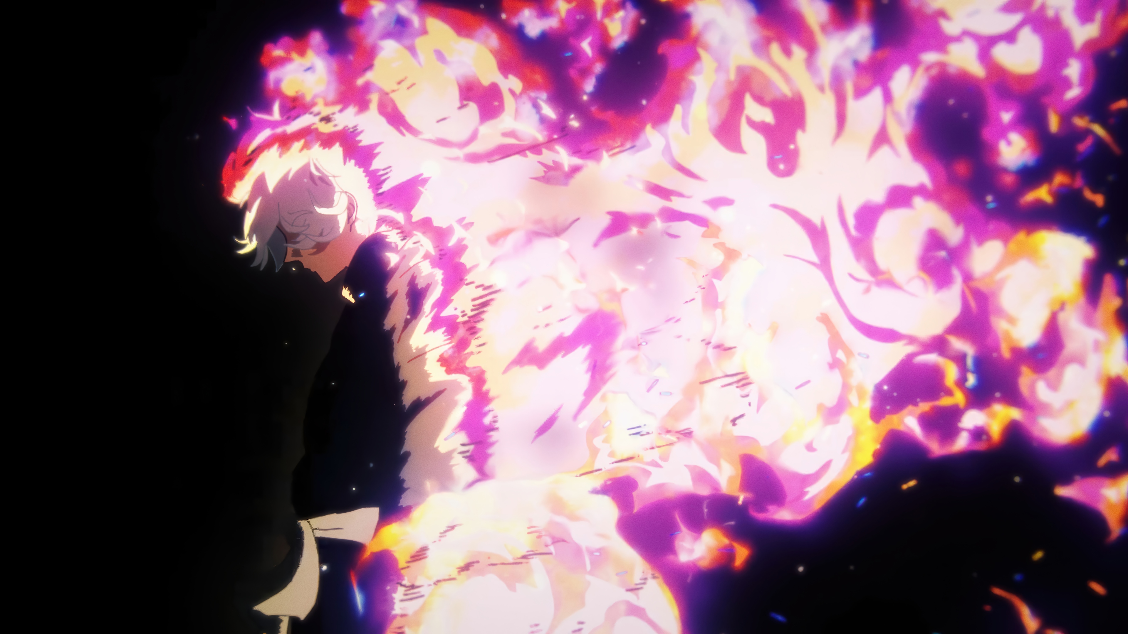 Gabimaru engulfed in purple and pink flames HD Wallpaper