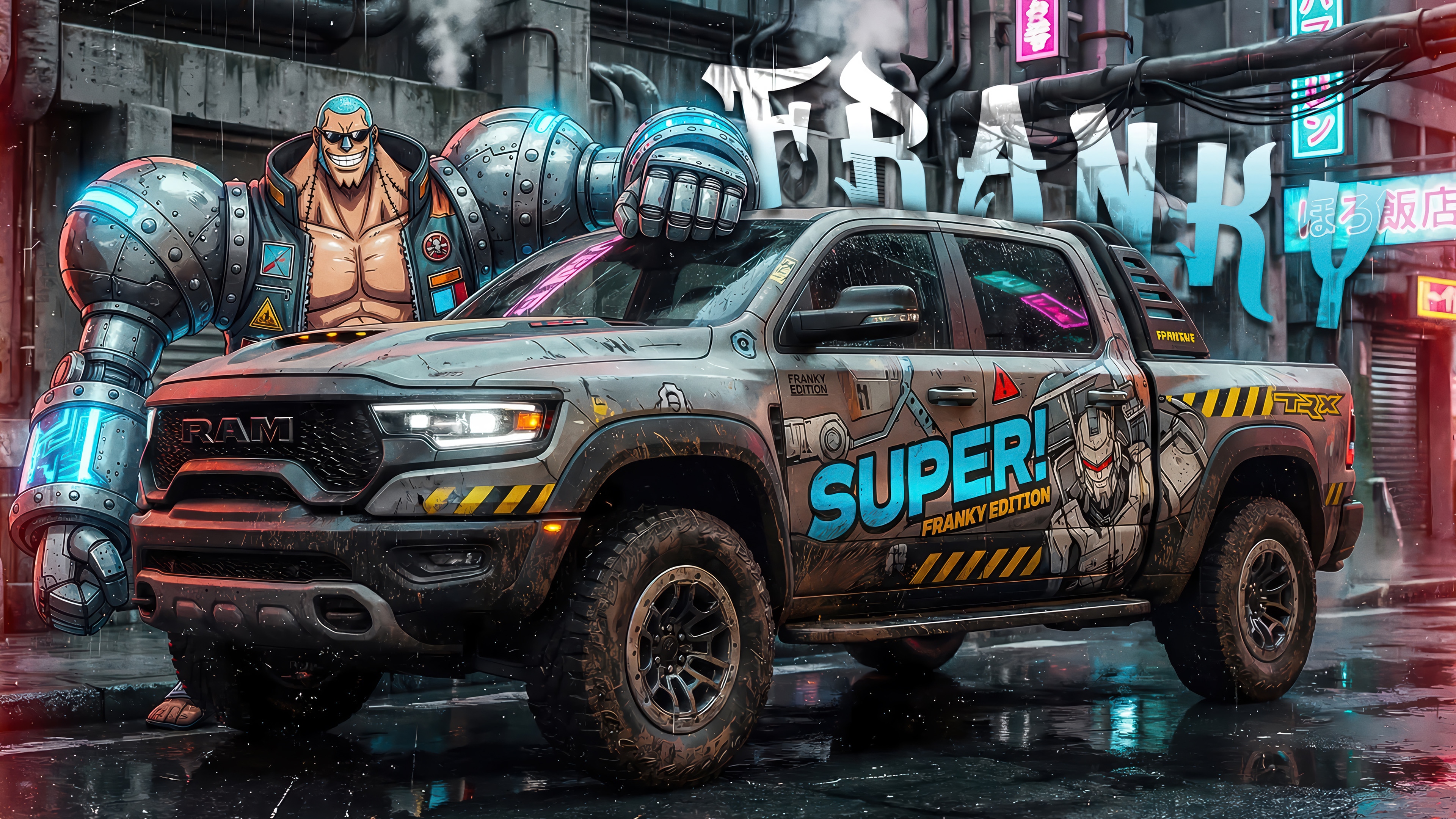 Franky Edition Ram TRX Truck with Anime Character HD Wallpaper