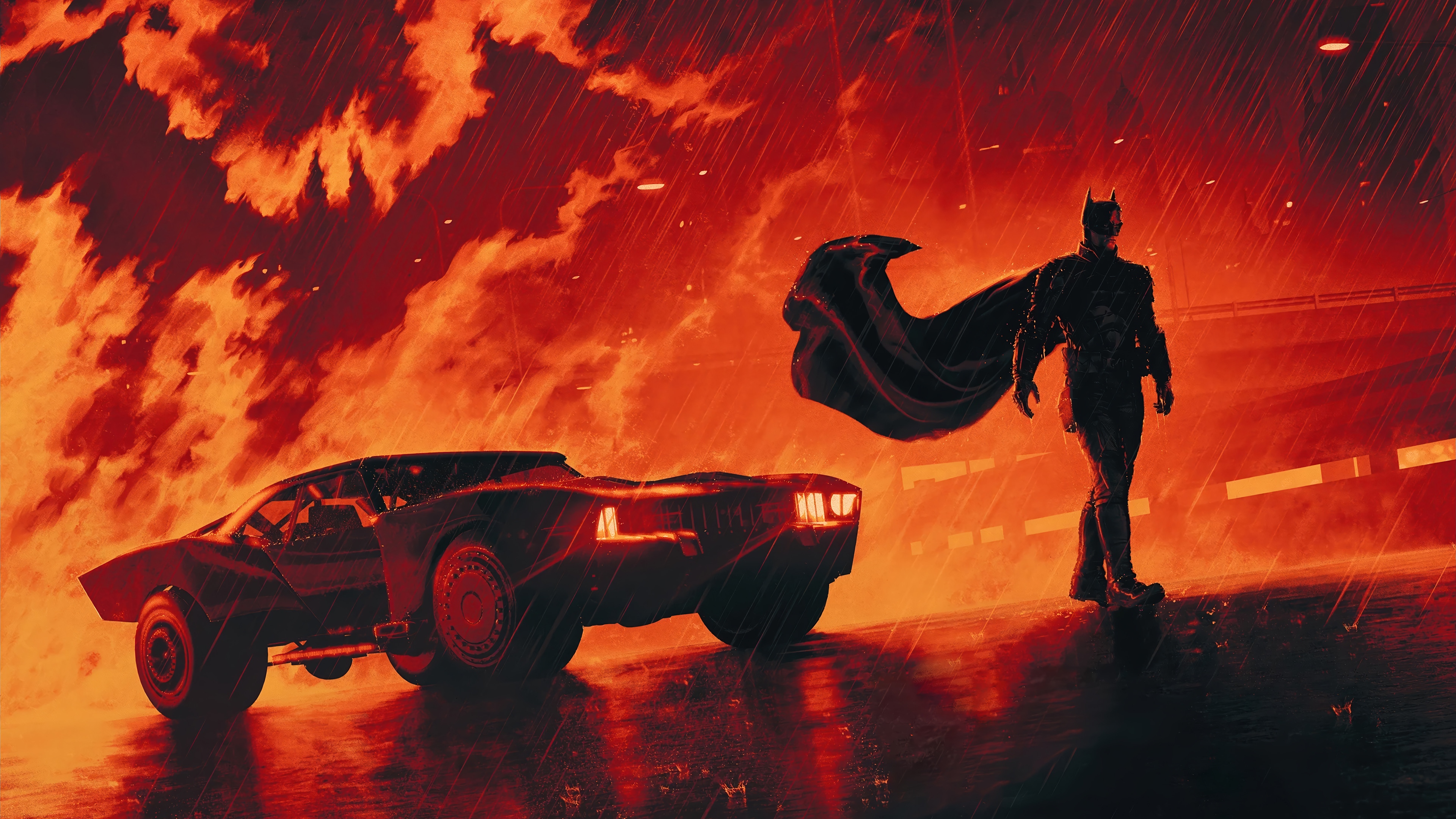The Batman and Batmobile in 4K HD Wallpaper