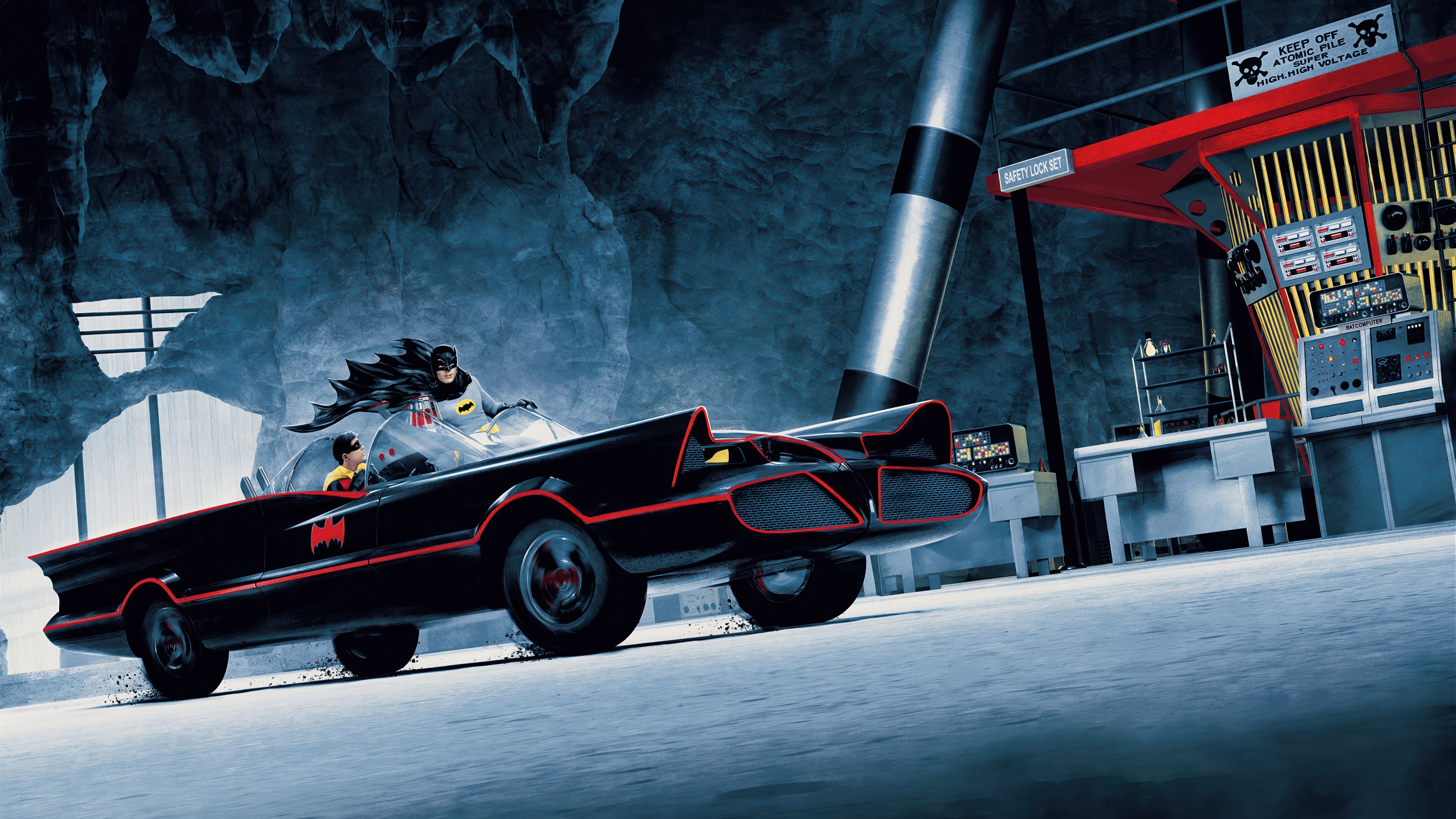 Batman and Robin in the Batmobile 4K HD Wallpaper