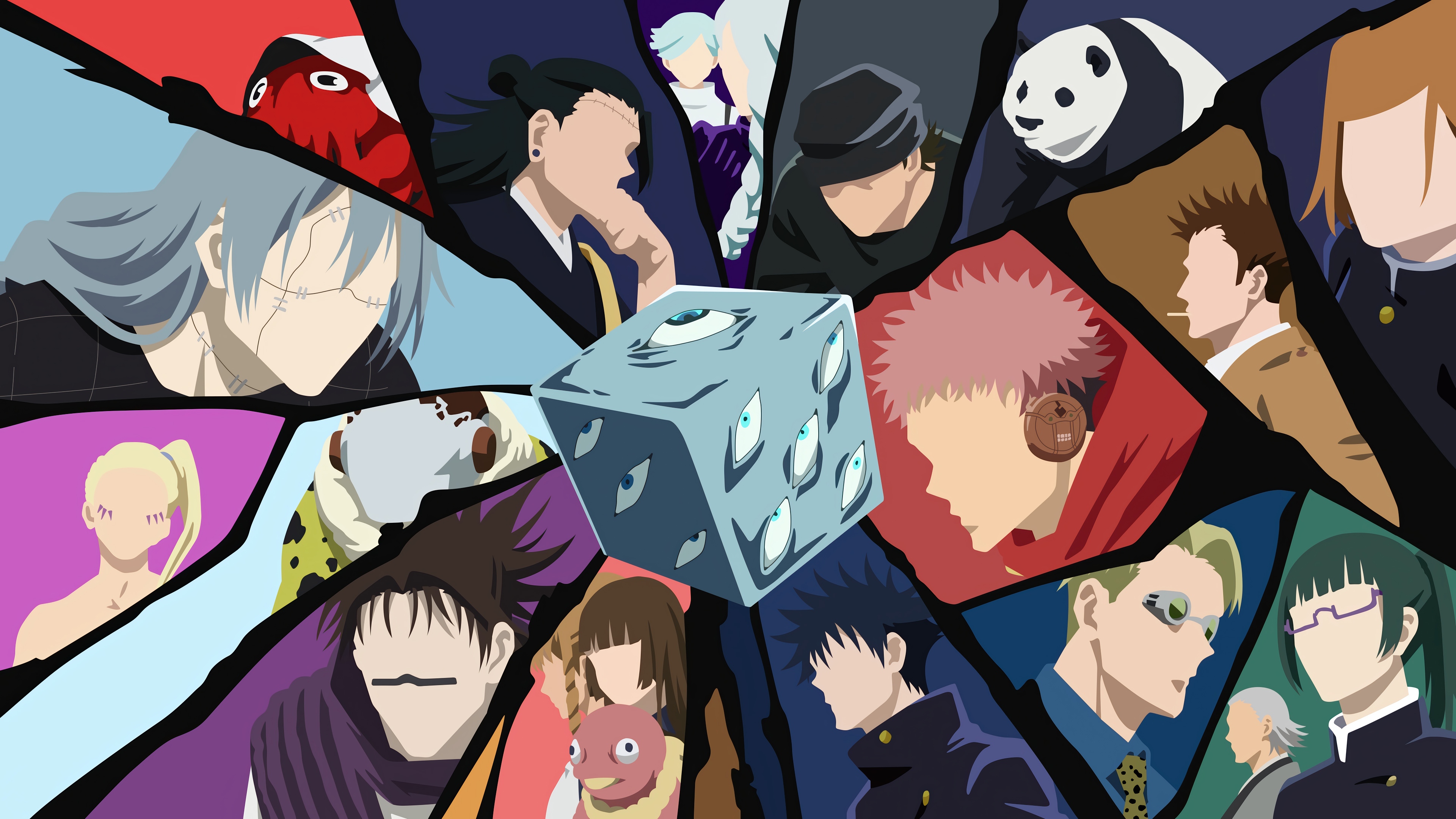 Jujutsu Kaisen Minimalist 4K Anime Collage HD Wallpaper