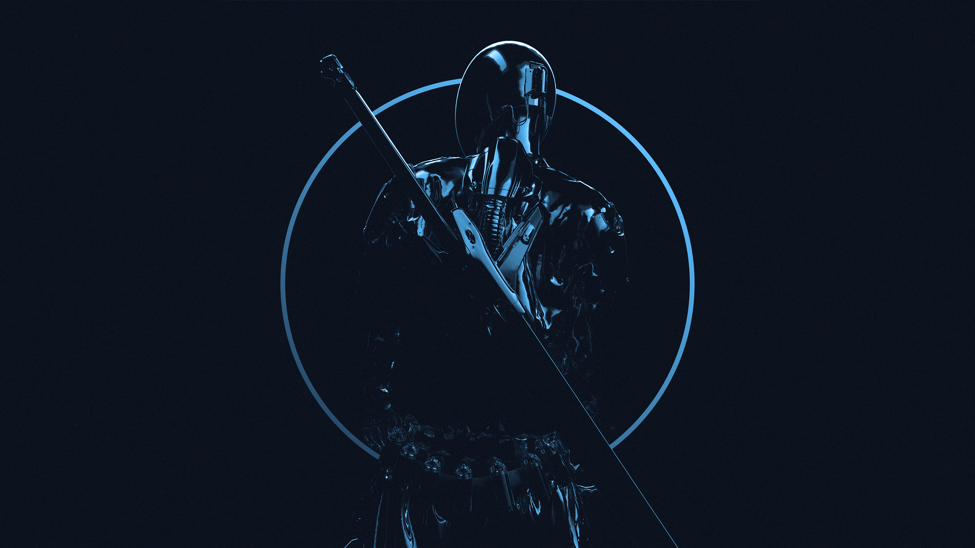 Robot with a sword and circle HD Wallpaper