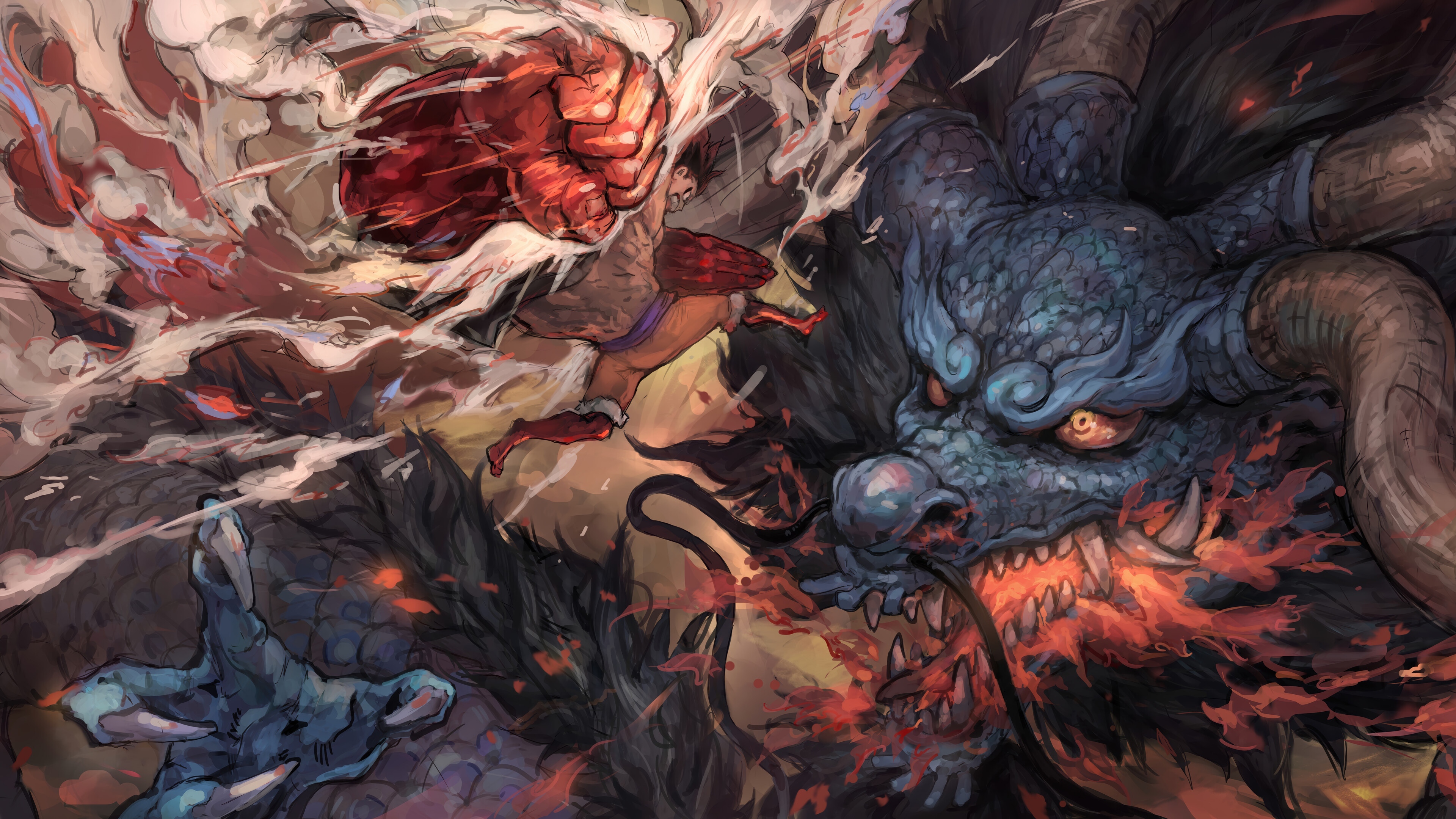 Monkey D. Luffy vs Kaido Dragon 4K HD Wallpaper