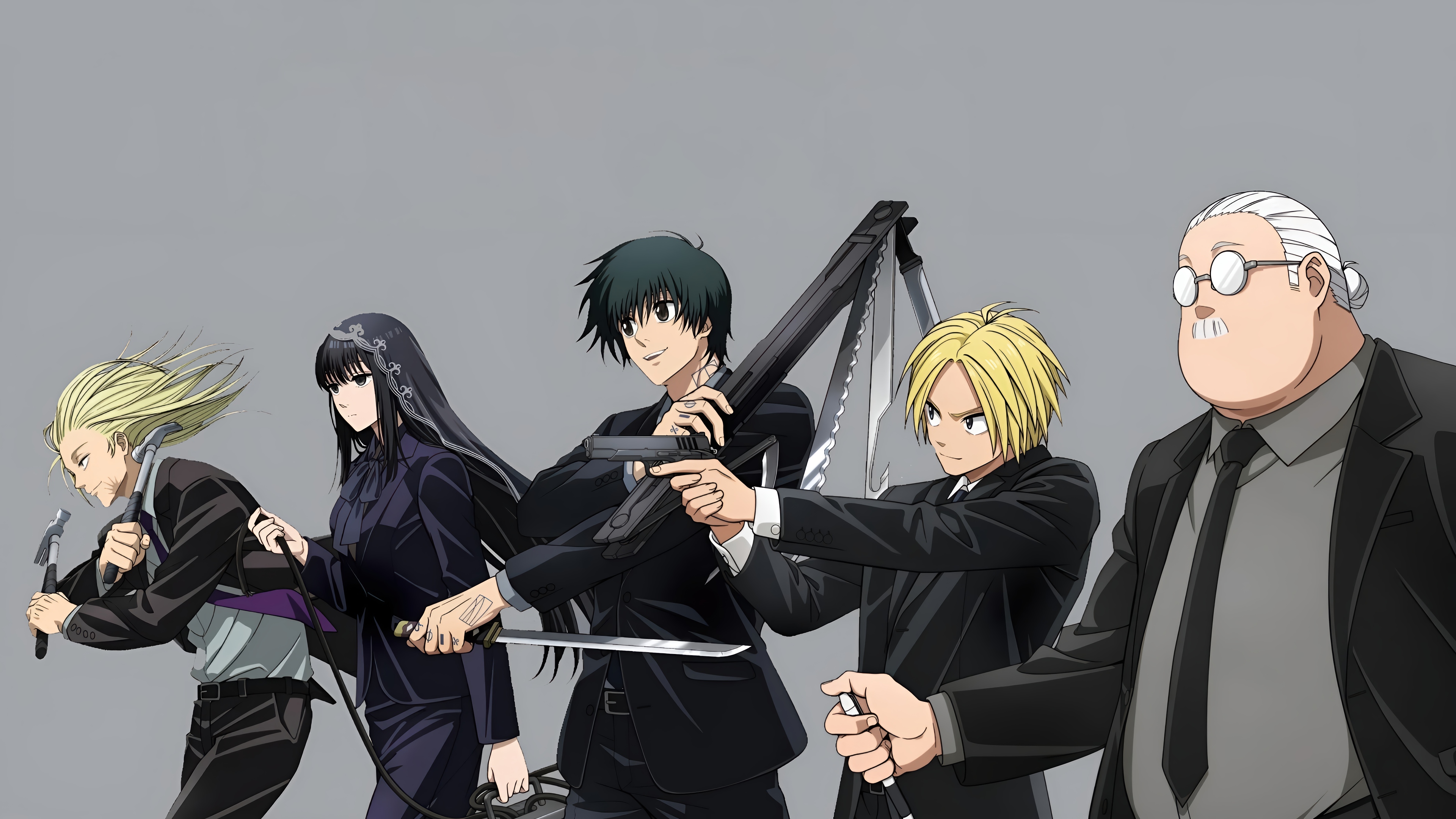 Sakamoto Days Characters with Weapons HD Wallpaper