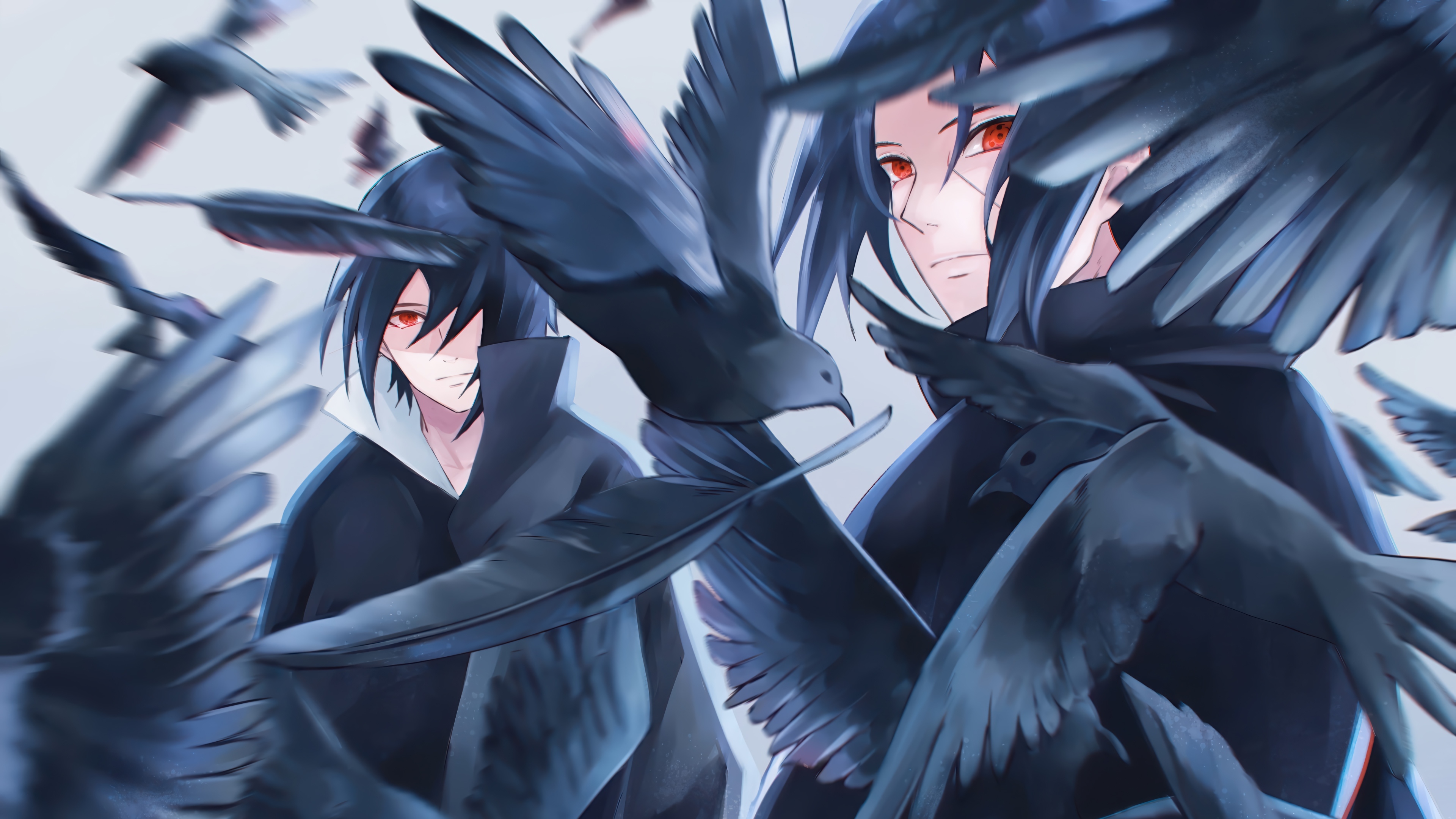 Itachi and Sasuke Uchiha with Crows 4K HD Wallpaper