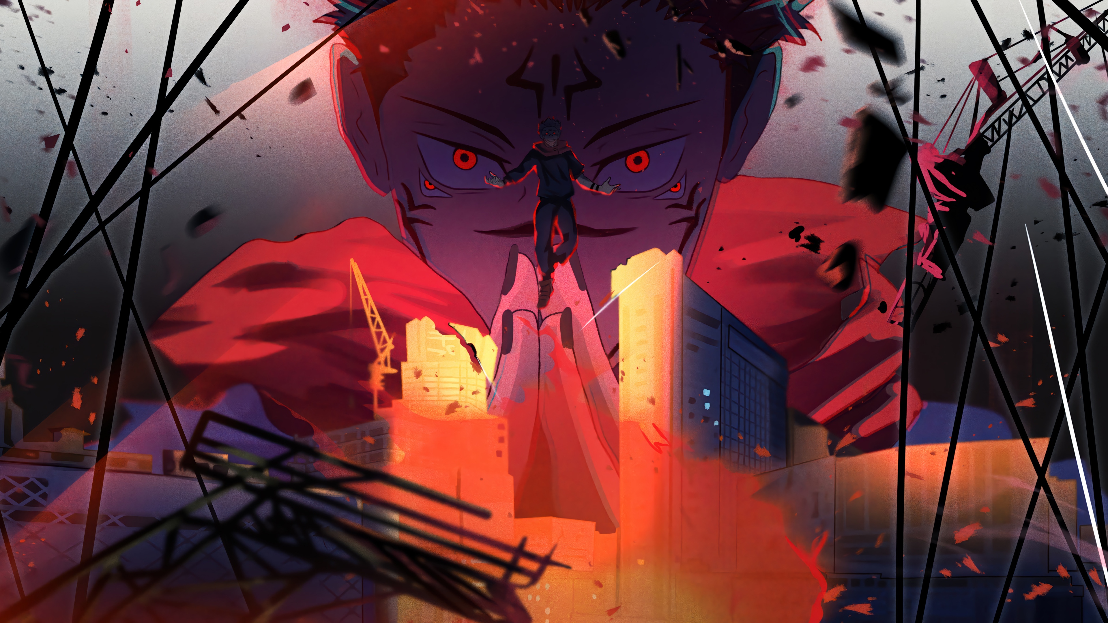 Sukuna and Yuji Itadori in Jujutsu Kaisen 4K HD Wallpaper
