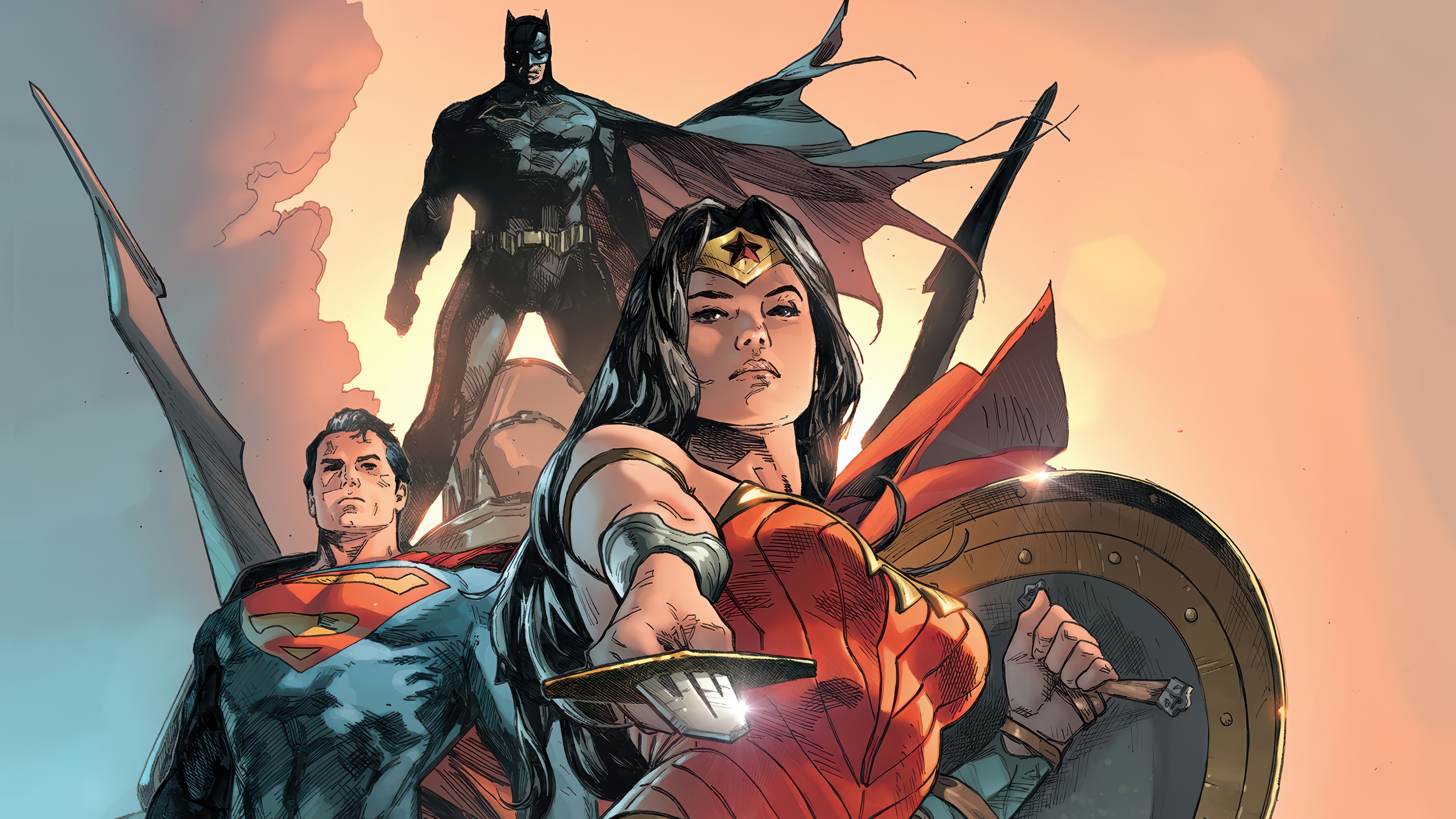 Superman, Batman, and Wonder Woman in 4K HD Wallpaper