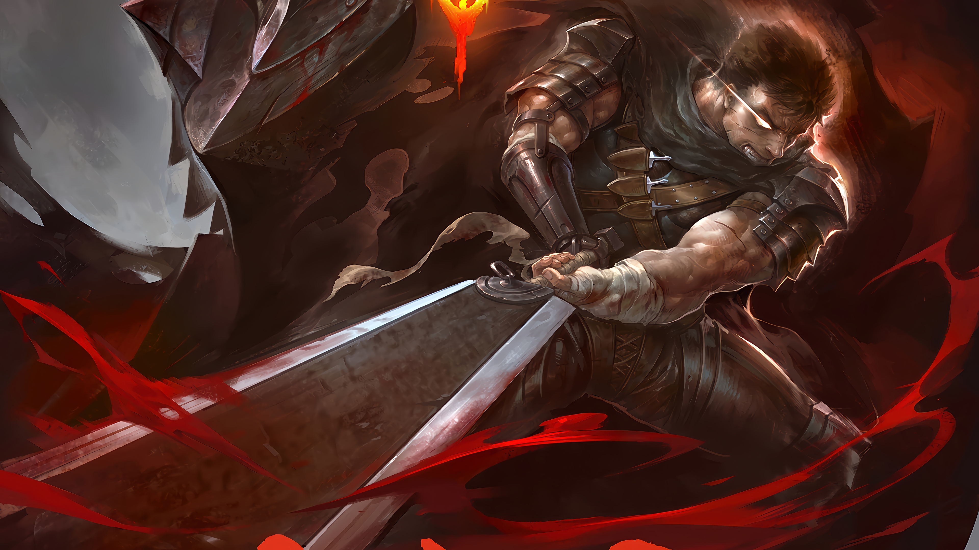 Guts with his Dragon Slayer sword in Berserk 4K HD Wallpaper