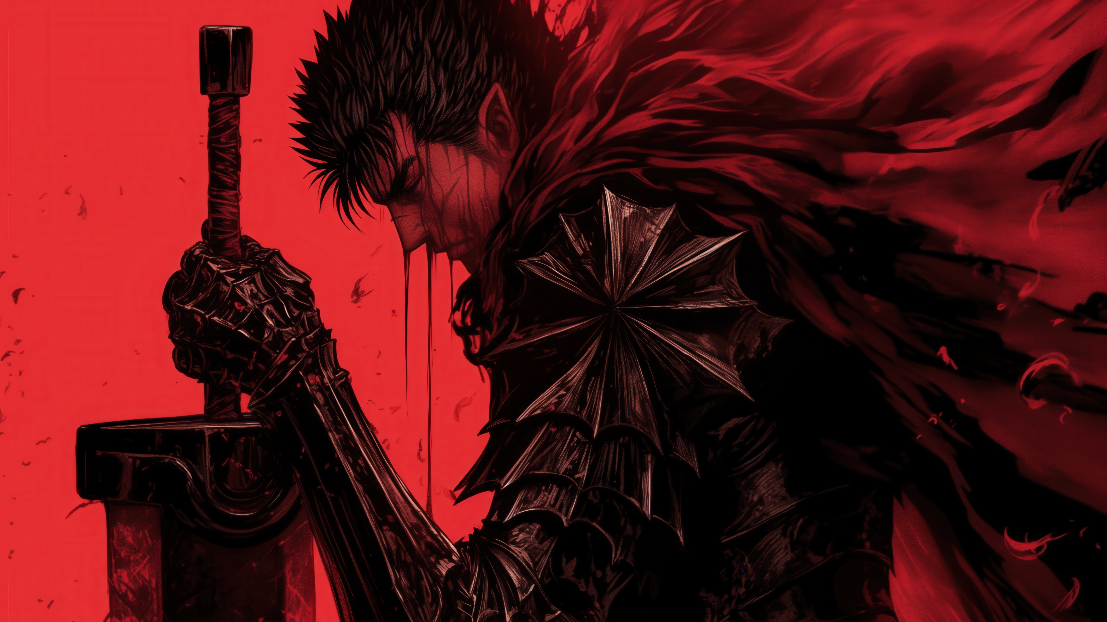 Guts from Berserk holding his sword in 4K HD Wallpaper