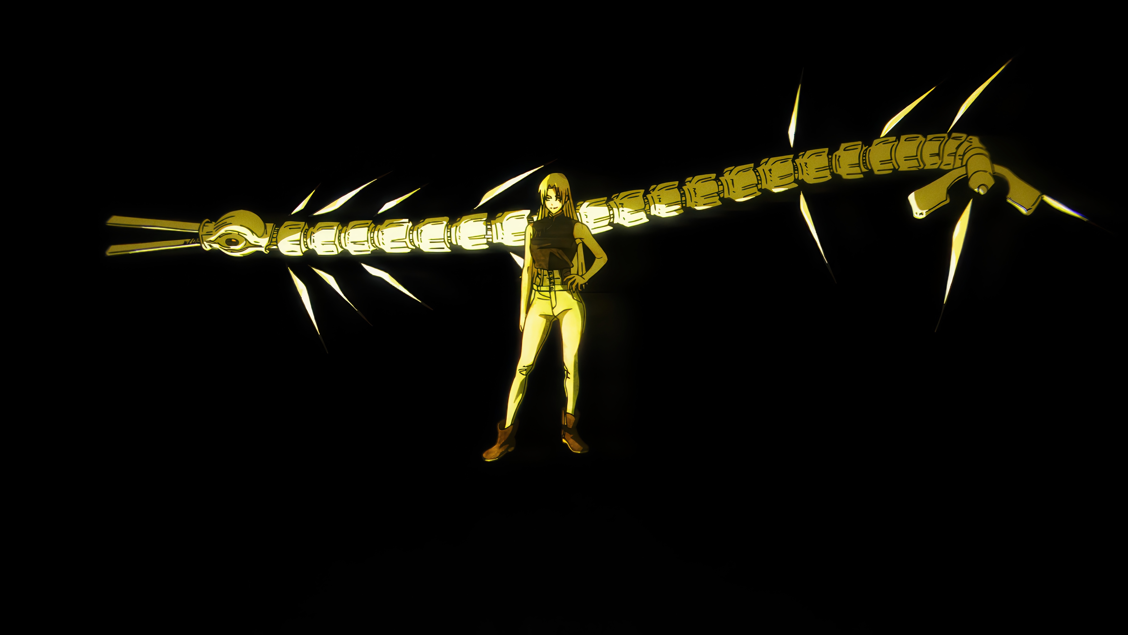 Yuki Tsukumo with a segmented golden weapon in Jujutsu Kaisen 4K HD Wallpaper