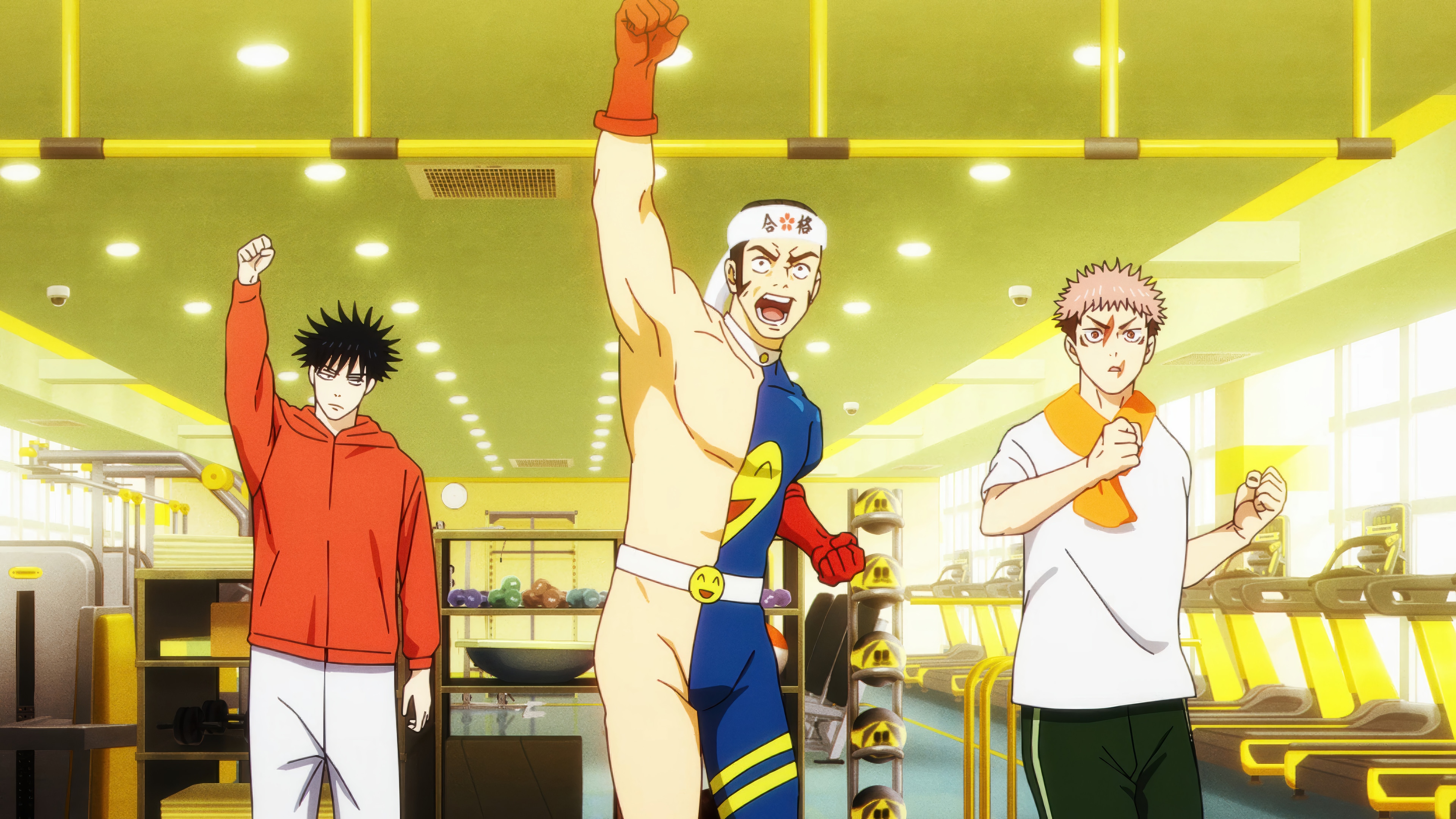 Fumihiko Takaba, Yuji Itadori, and Megumi Fushiguro in a gym HD Wallpaper