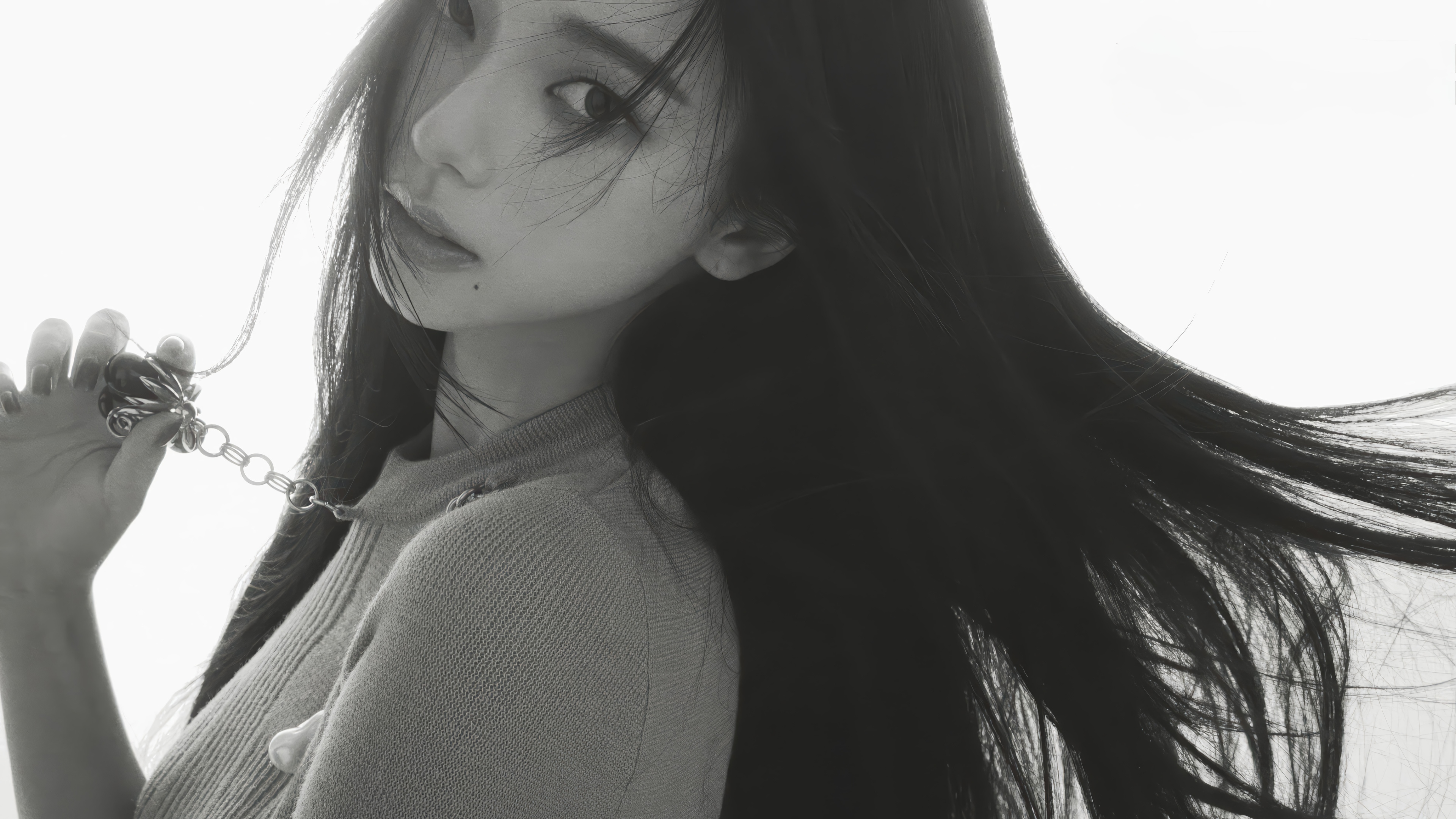 Karina from Aespa in monochrome 4K HD Wallpaper