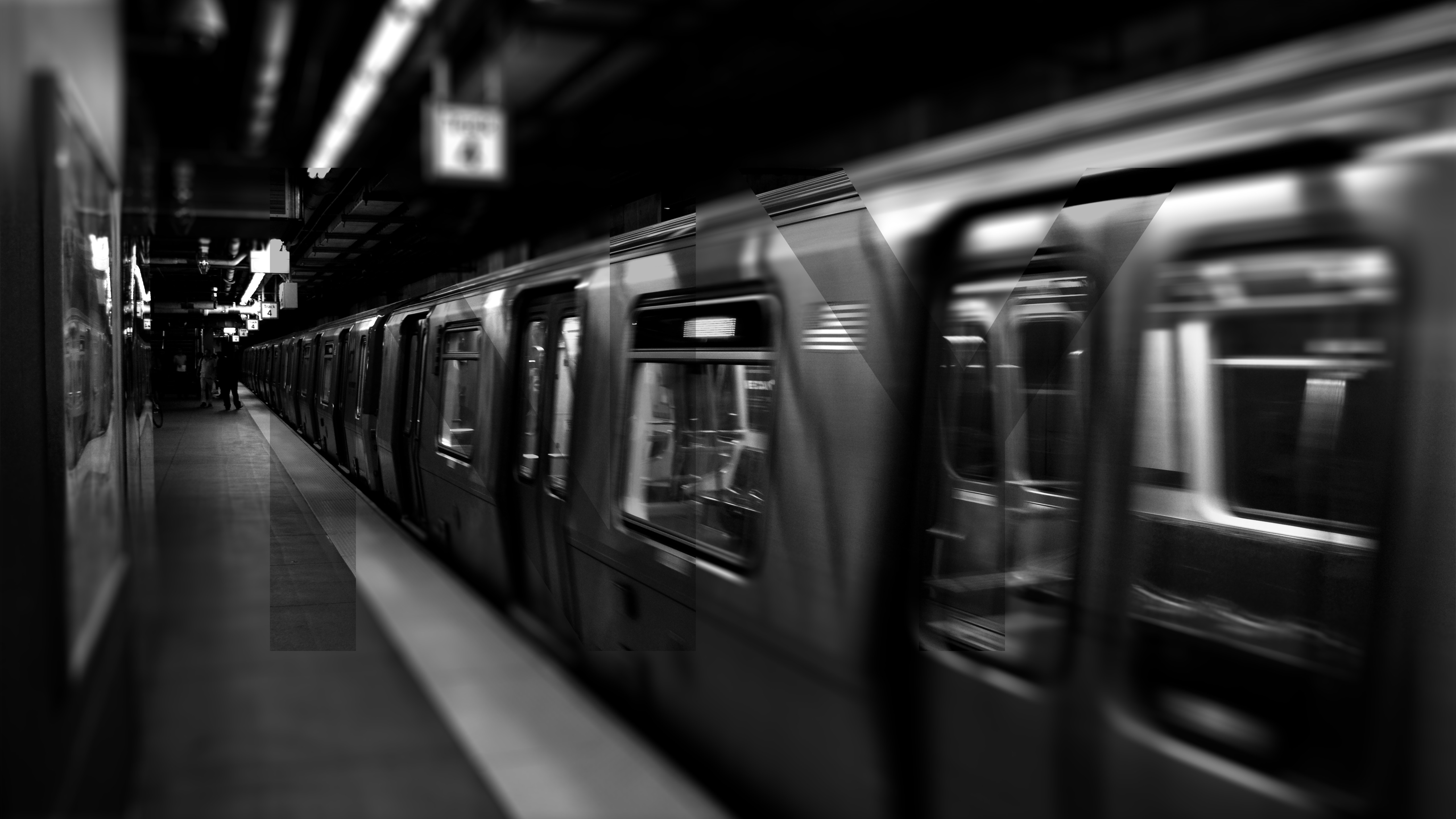 New York City subway train at a station HD Wallpaper