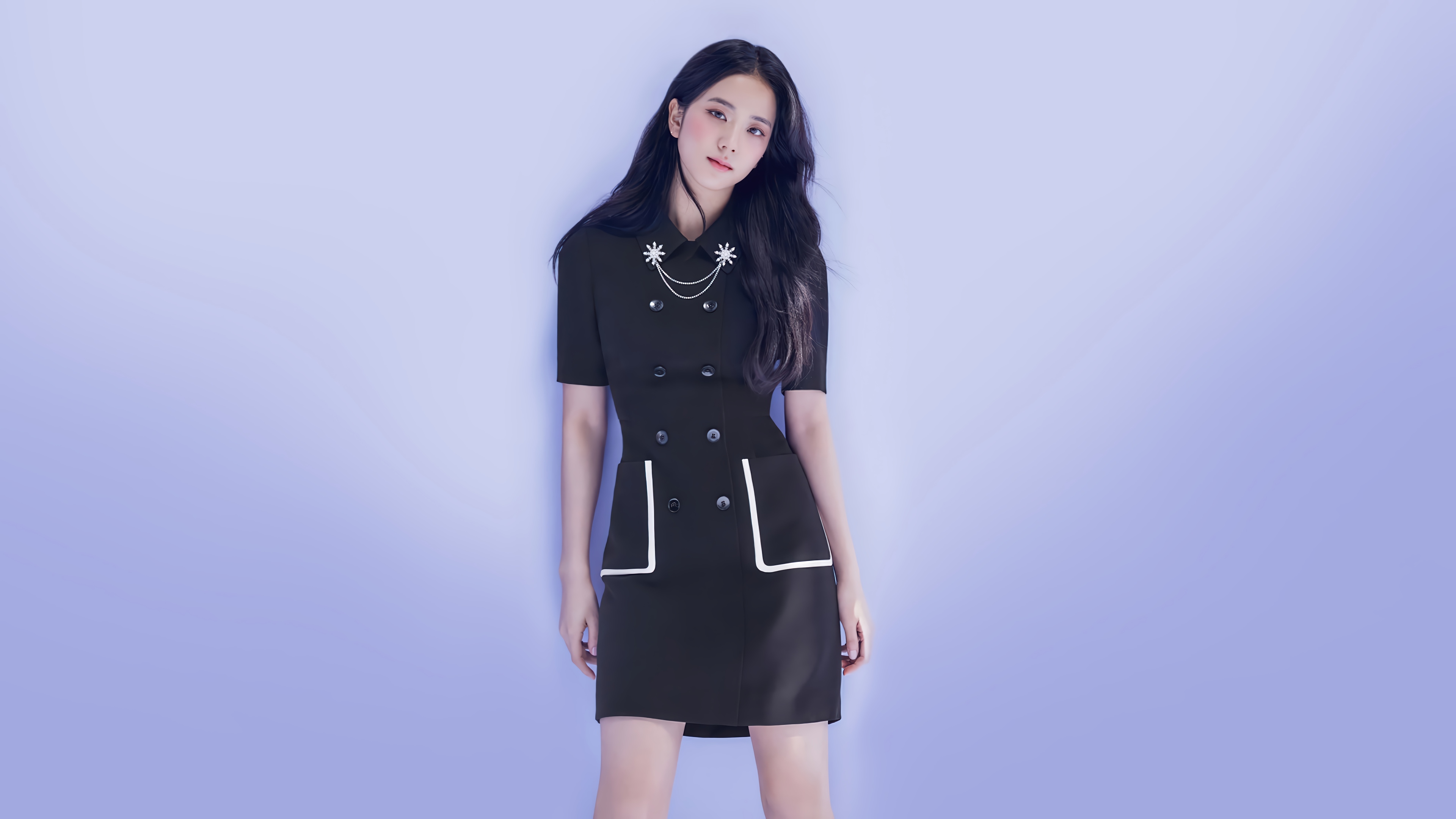 Jisoo from BLACKPINK in a black dress HD Wallpaper