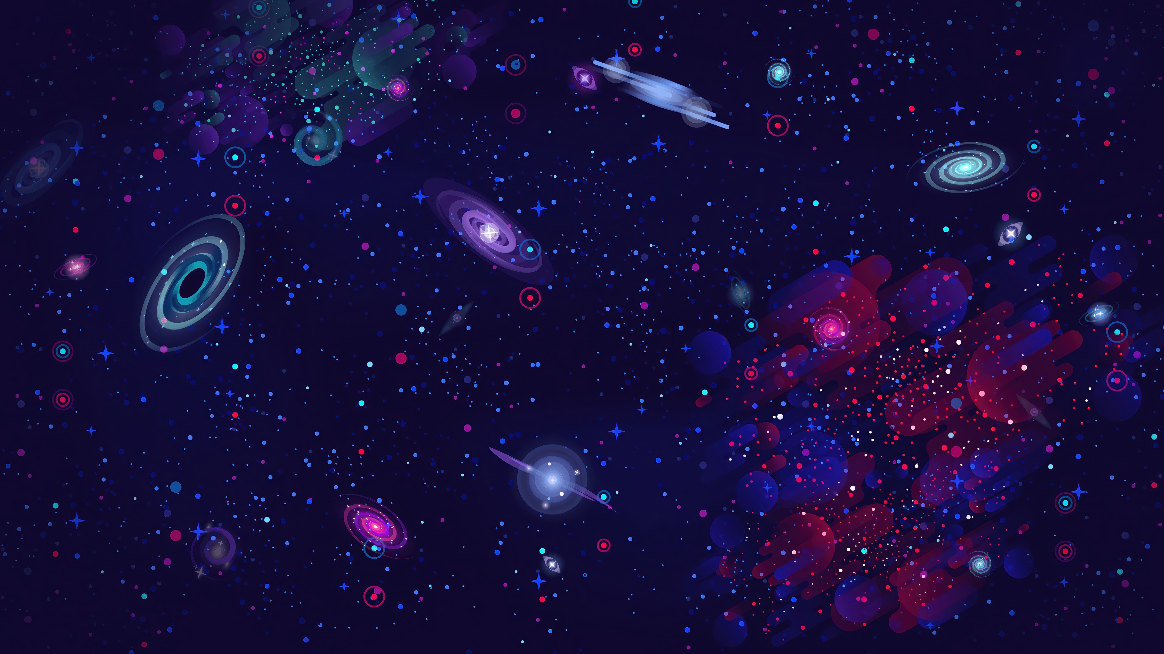 Digital Art of Space with Galaxies and Planets 4K HD Wallpaper