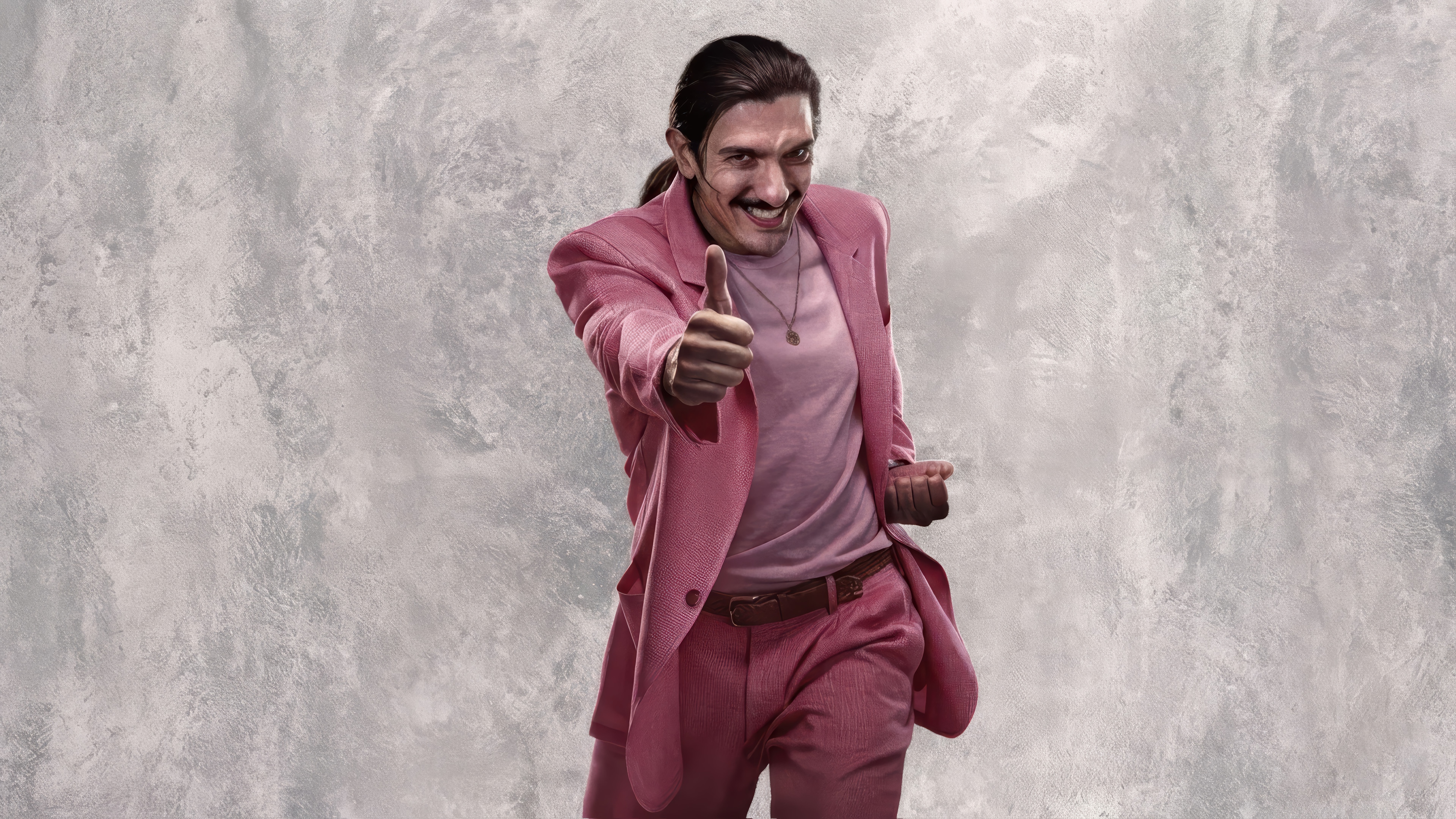 Ranveer Singh in Pink Suit HD Wallpaper