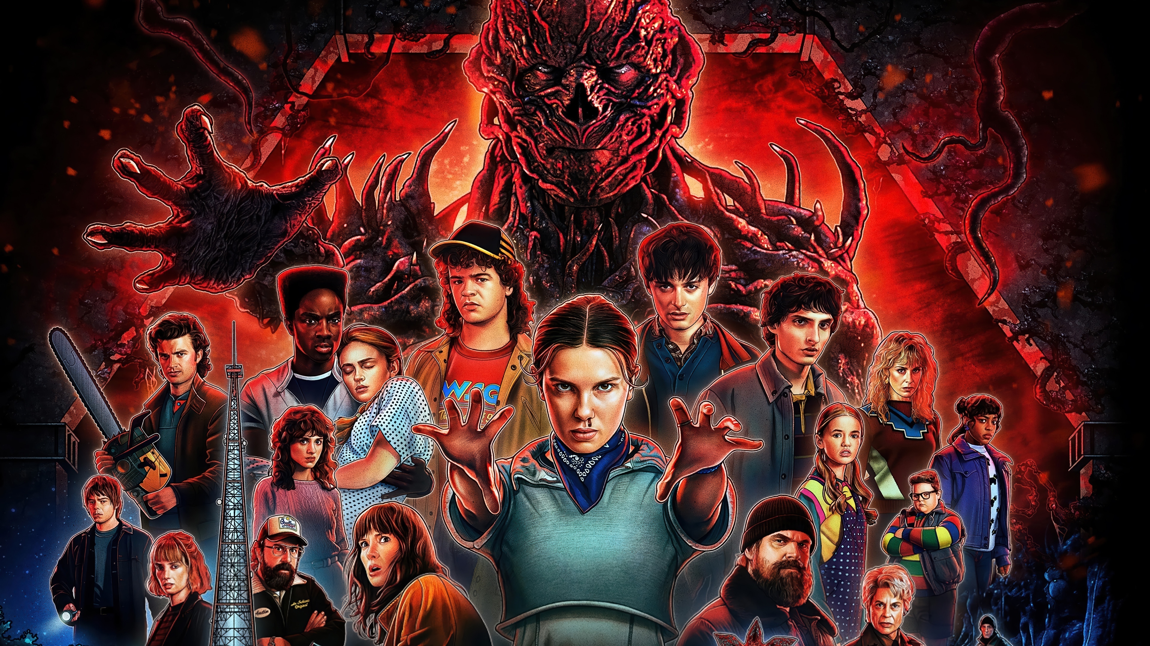 Stranger Things 4K Poster with Vecna and Cast HD Wallpaper