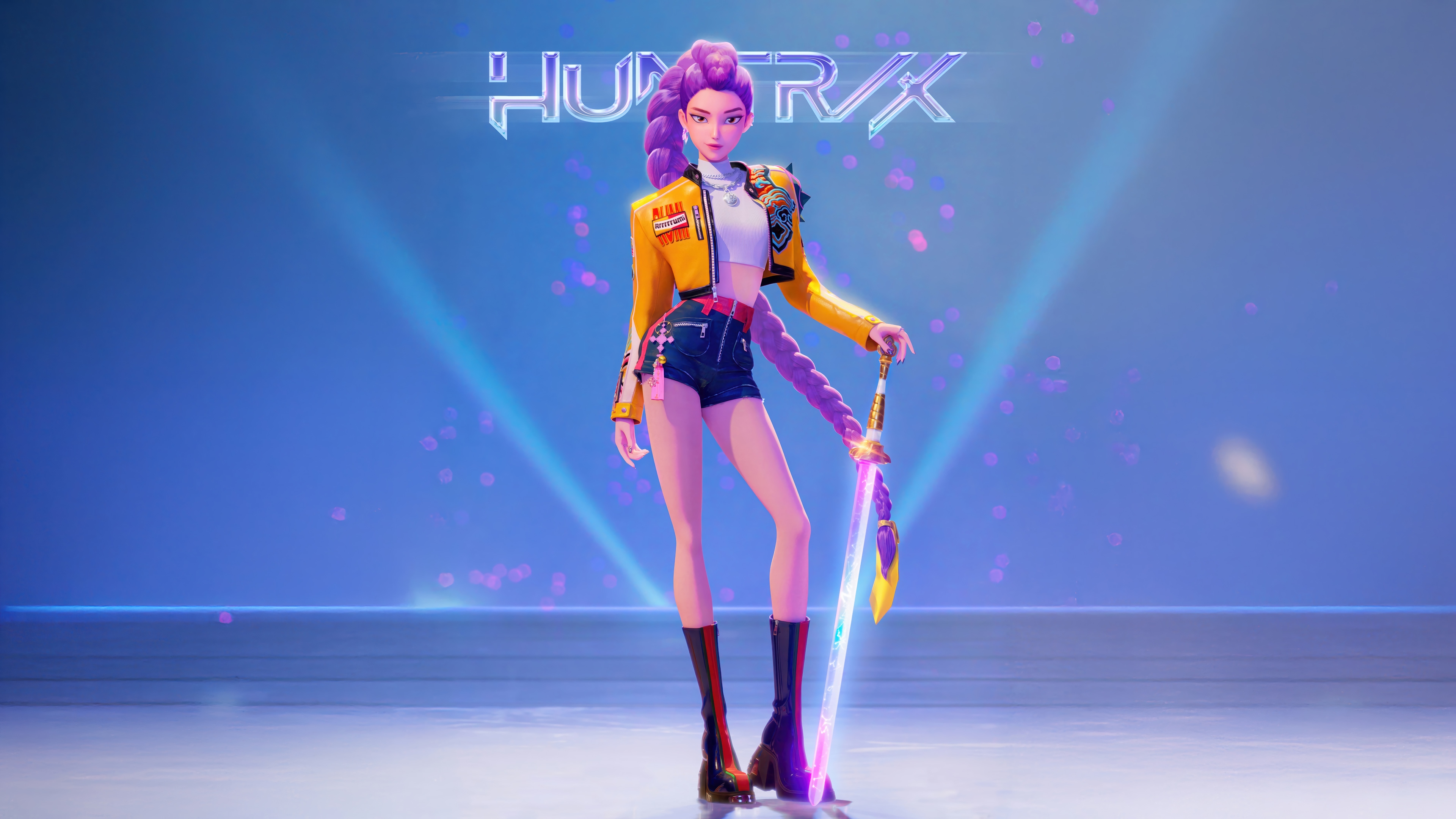 Rumi from HUNTR/X with a sword HD Wallpaper