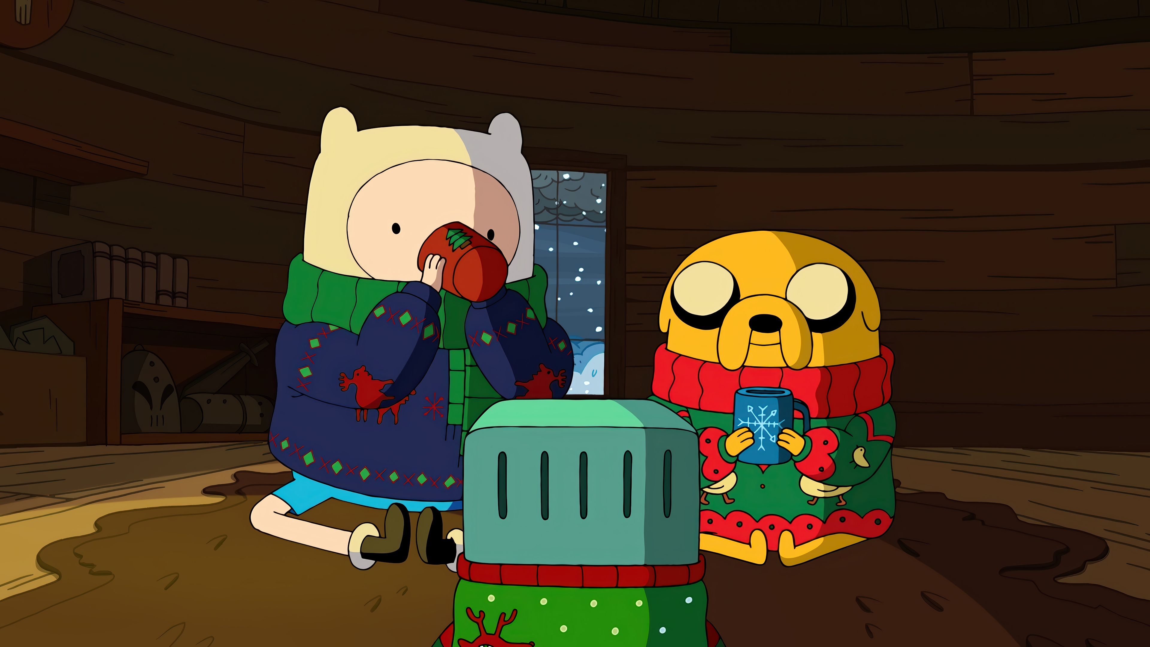 Adventure Time: Finn and Jake in Christmas Sweaters HD Wallpaper