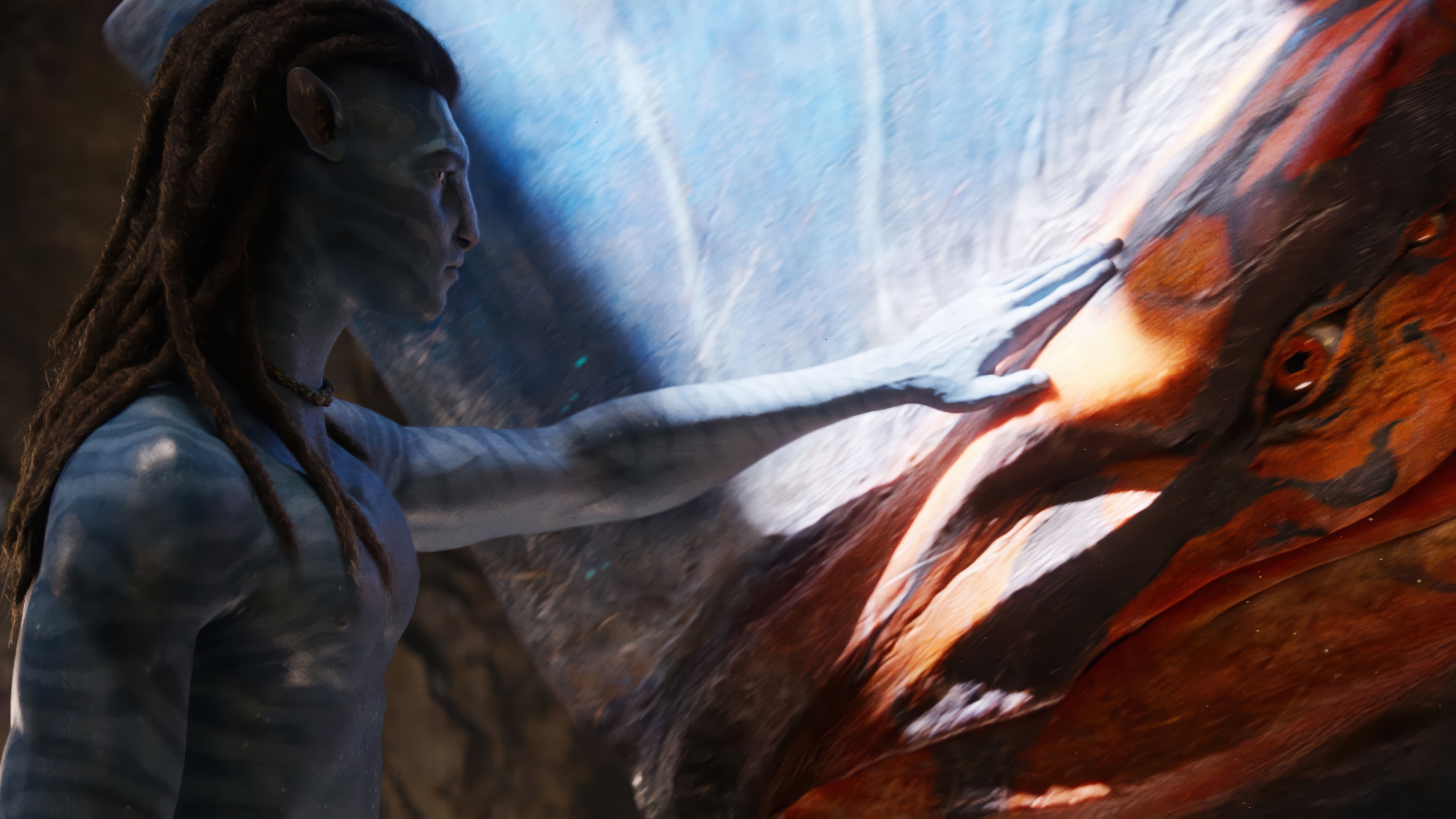Jake Sully and creature in Avatar: Fire and Ash 4K HD Wallpaper