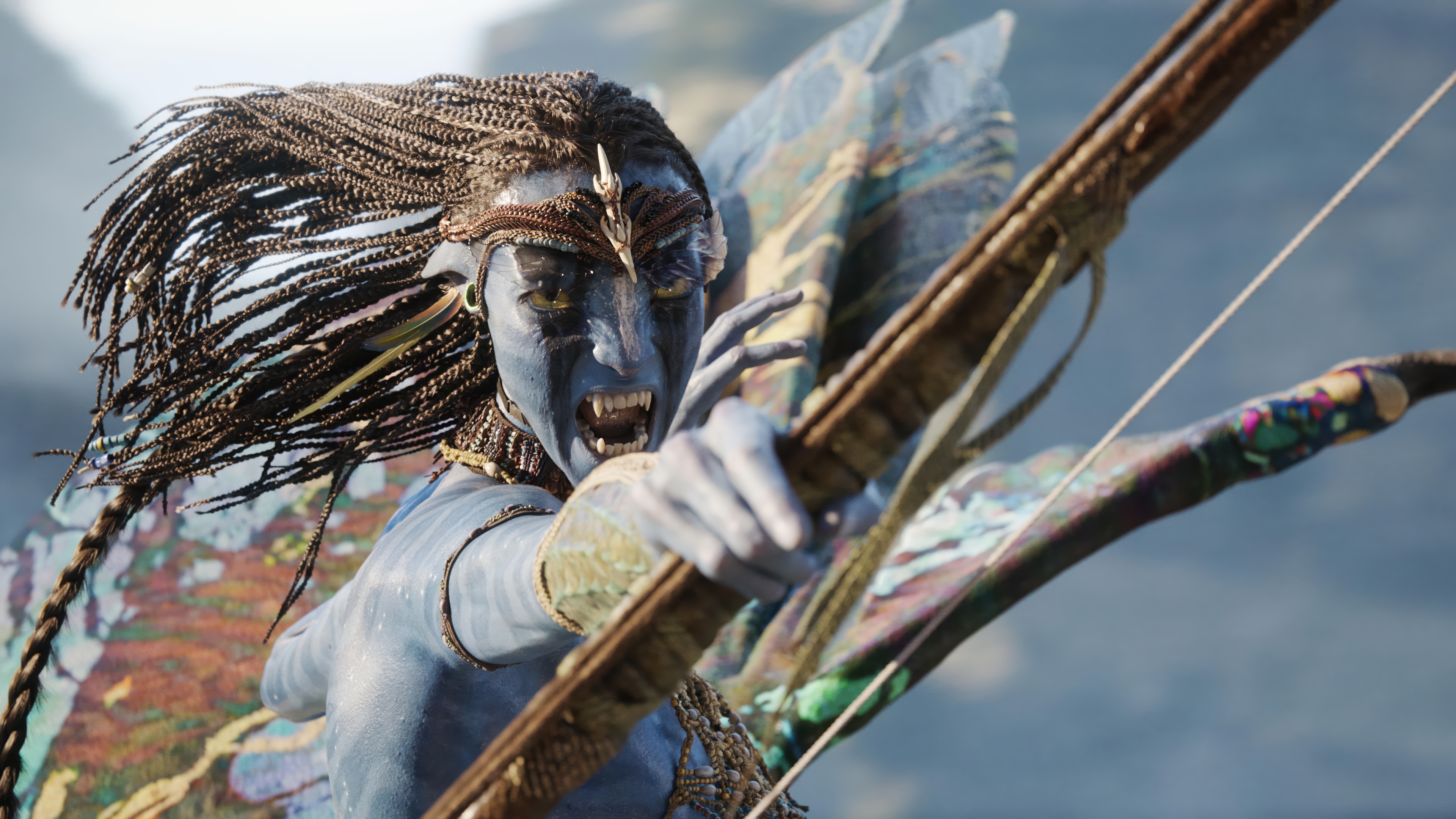 Neytiri from Avatar: Fire and Ash with bow HD Wallpaper