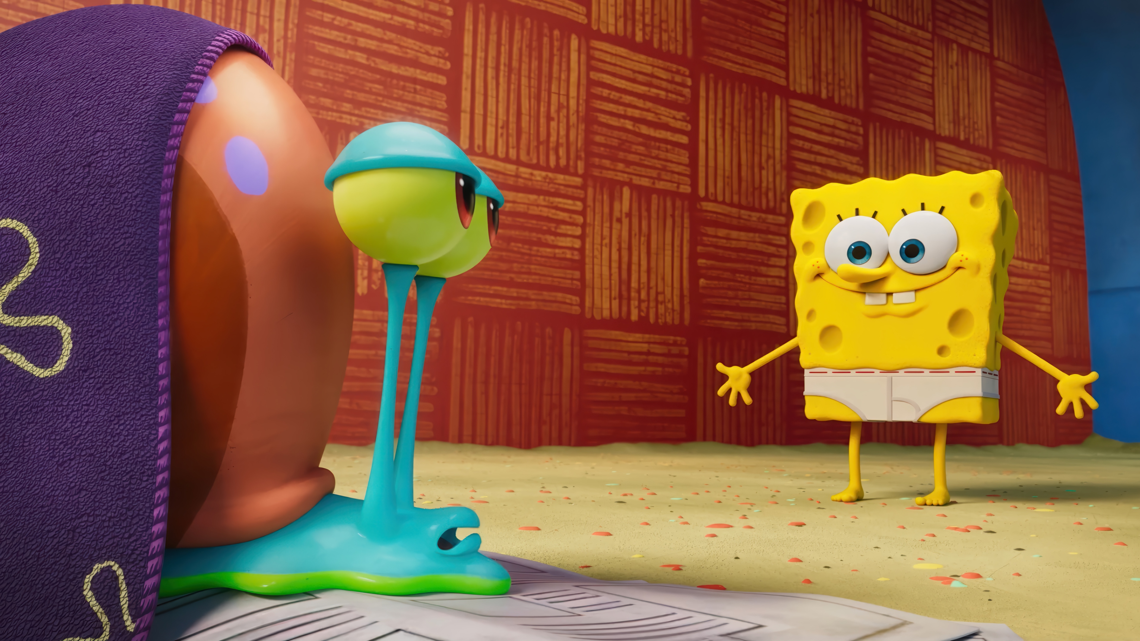 Gary the Snail and SpongeBob SquarePants in 4K HD Wallpaper