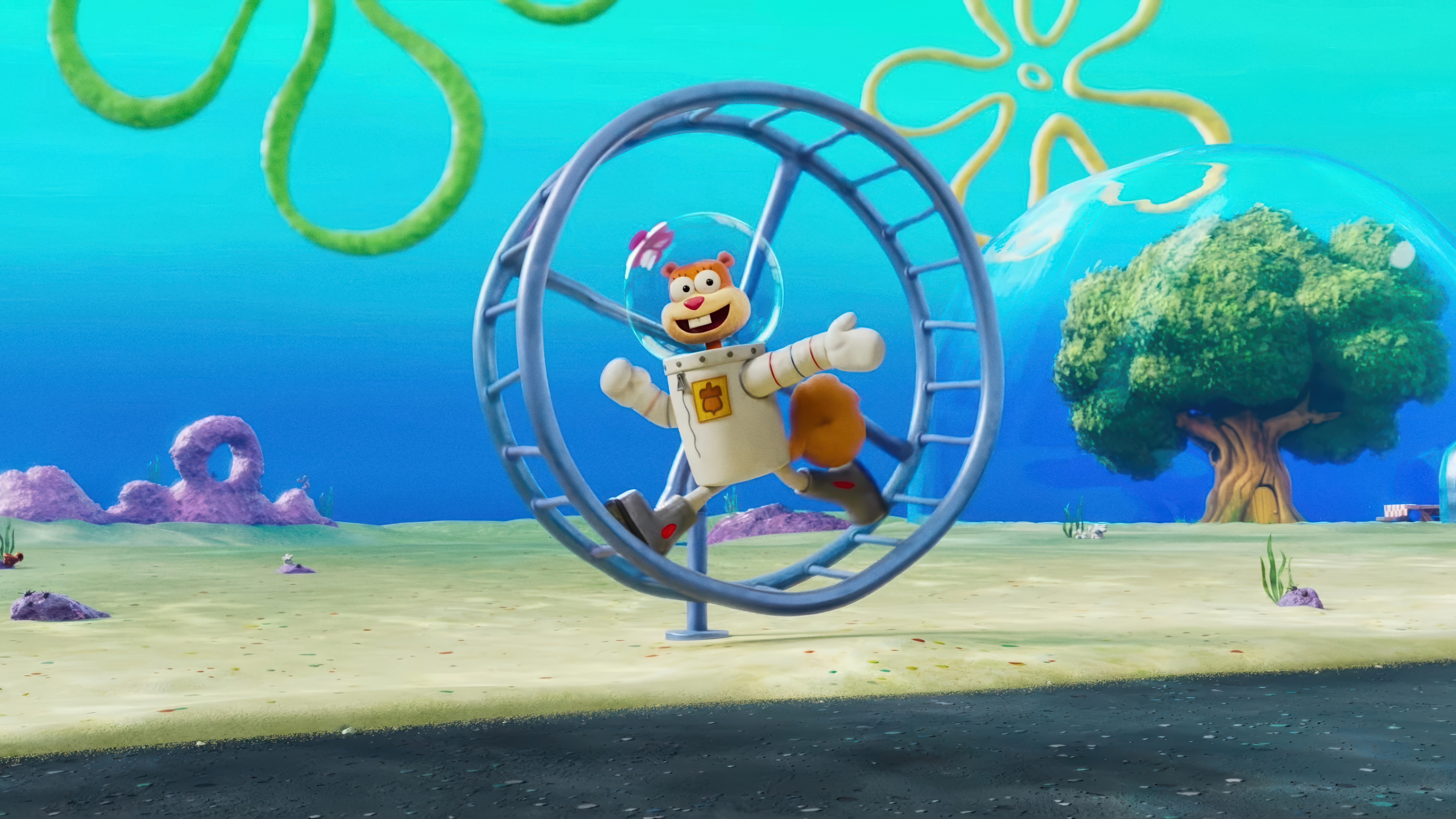 Sandy Cheeks in a hamster wheel, 4K HD Wallpaper
