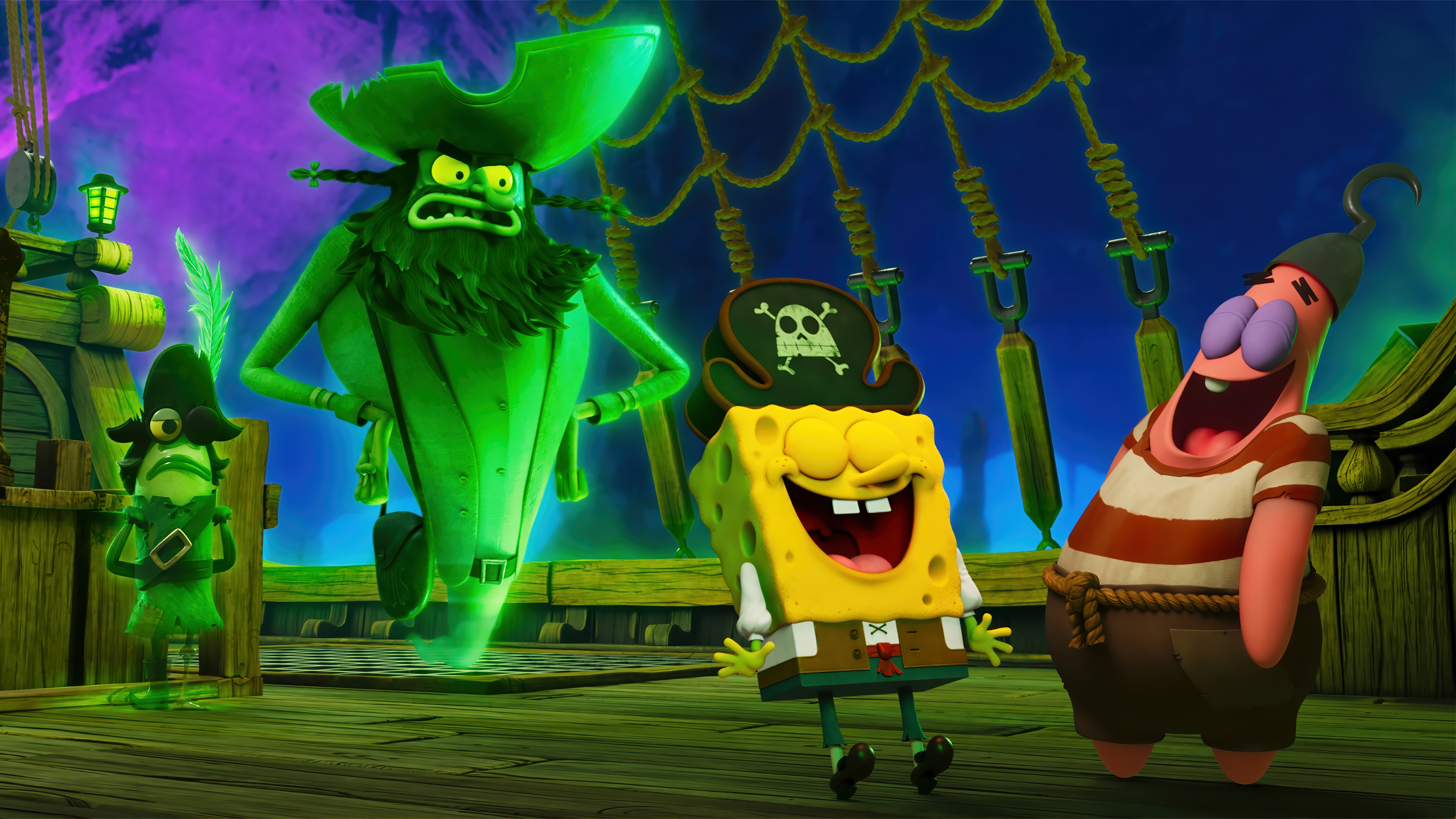 SpongeBob SquarePants and Patrick Star with Pirates HD Wallpaper