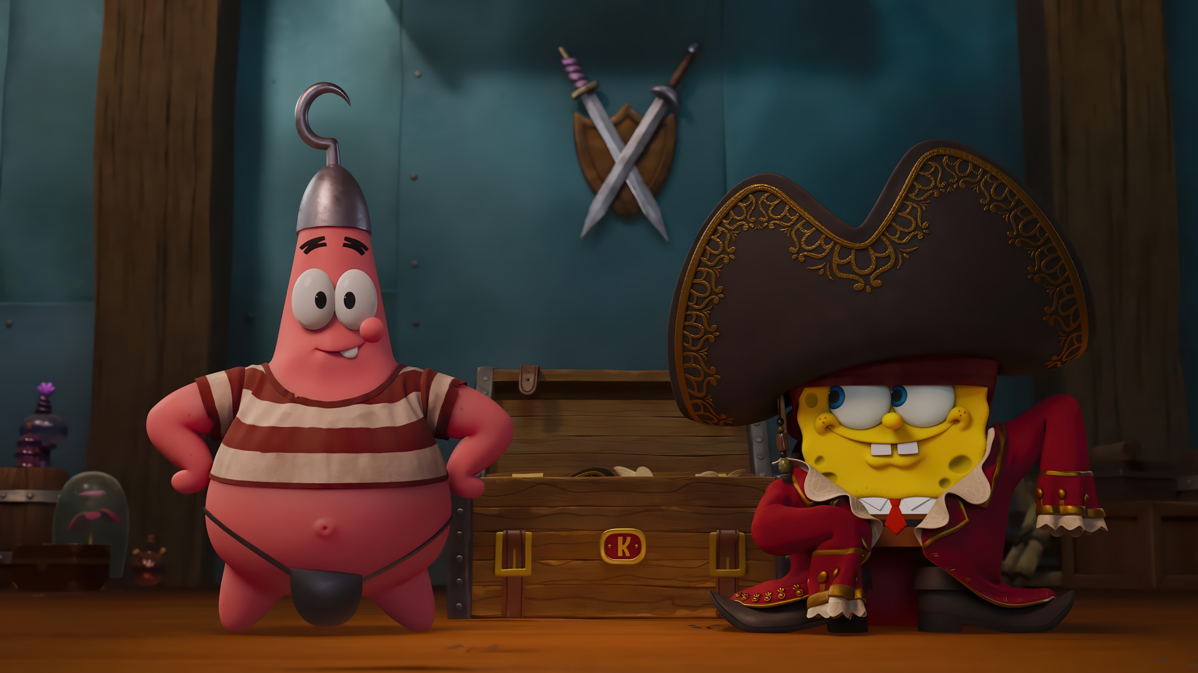 Patrick Star and SpongeBob SquarePants as Pirates HD Wallpaper