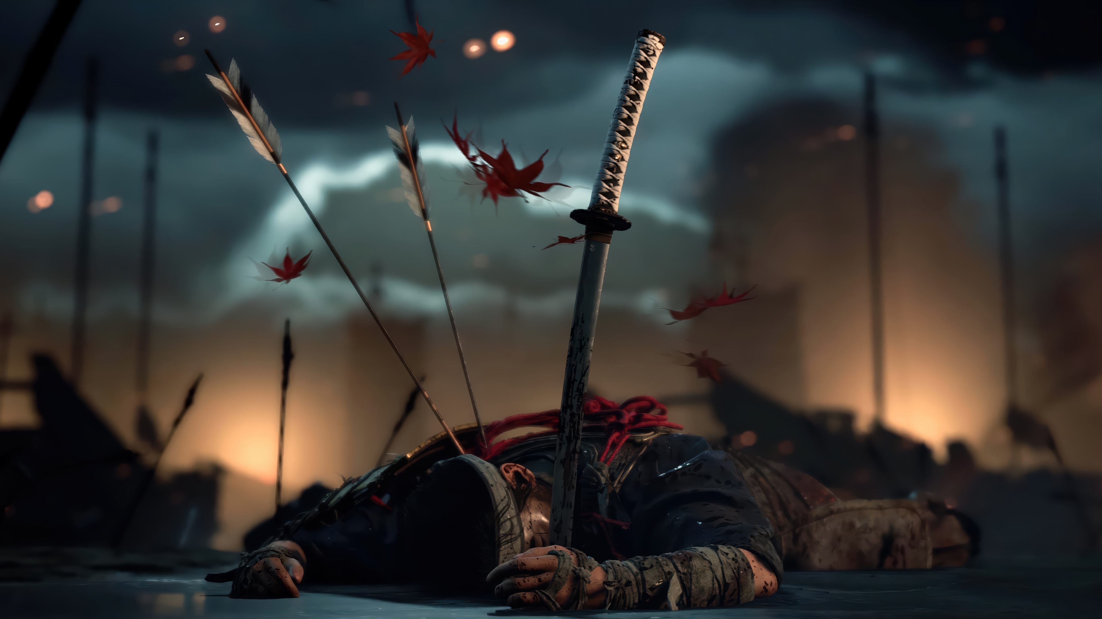 Ghost of Tsushima: Samurai with Katana and Arrows HD Wallpaper