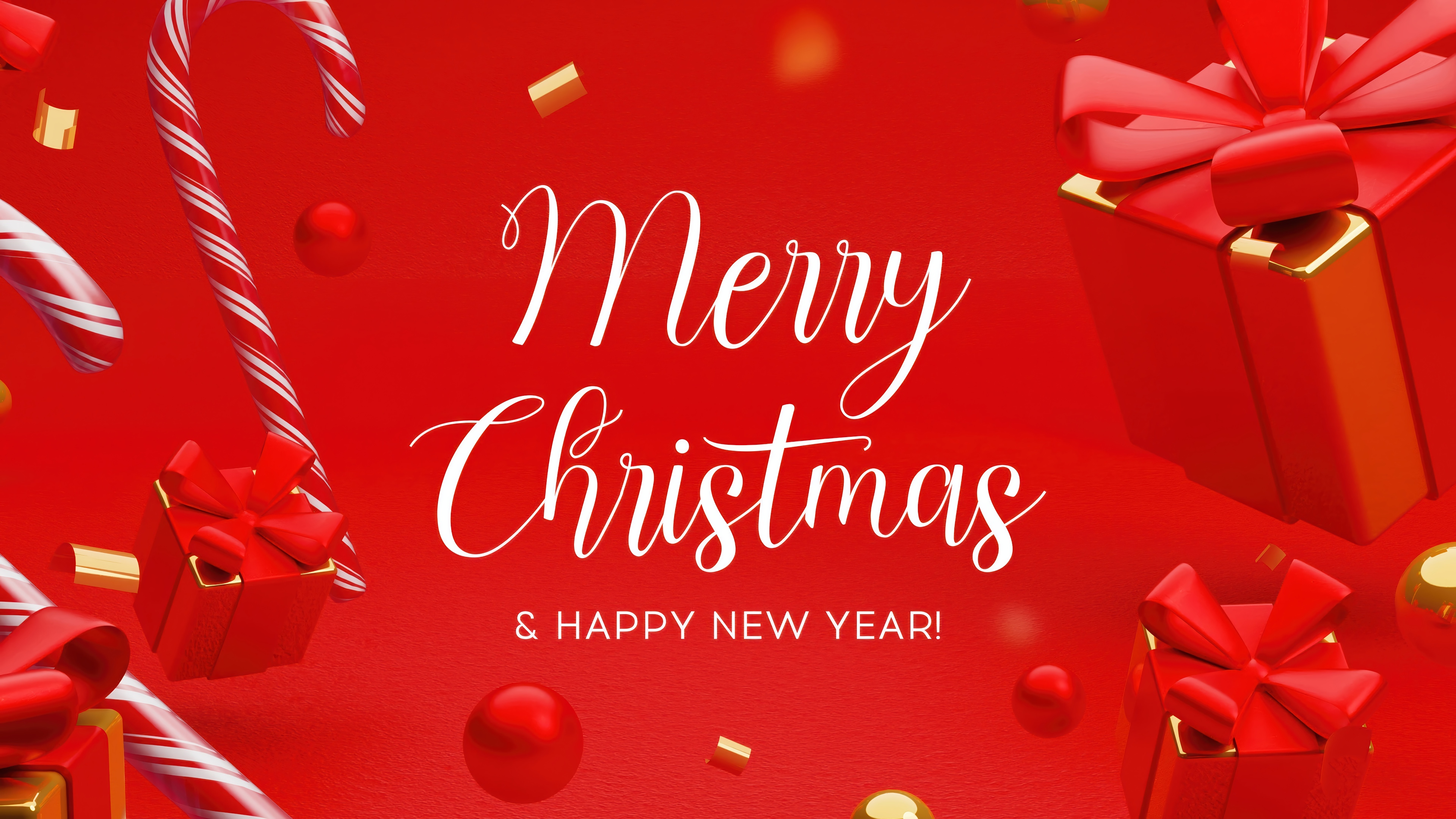 Merry Christmas and Happy New Year 4K HD Wallpaper