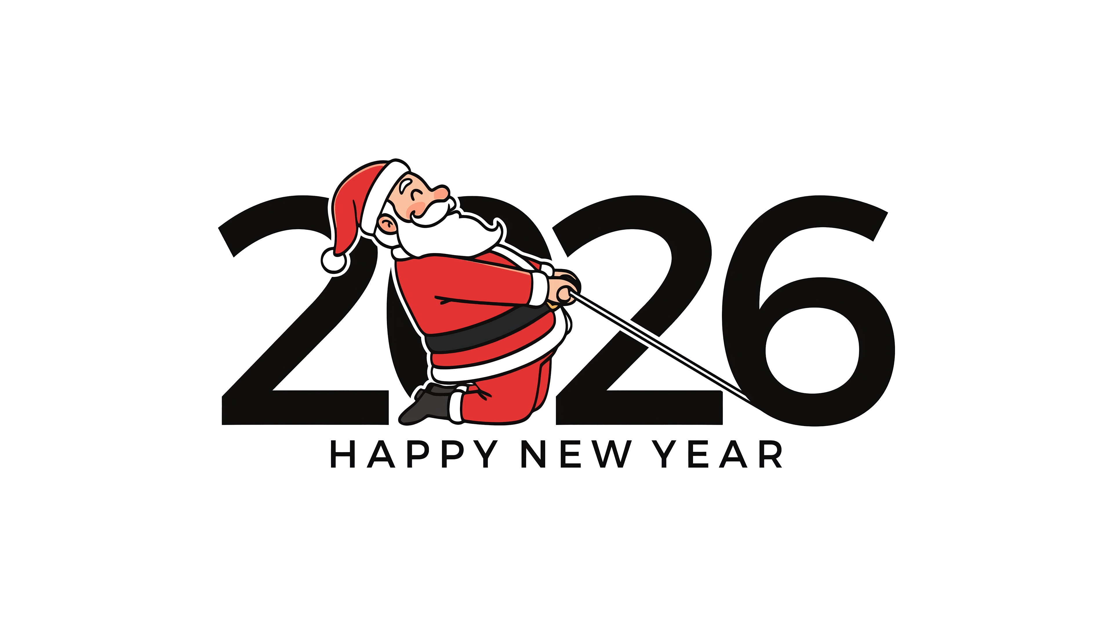 Santa Claus Pulling 2026 for Happy New Year HD Wallpaper