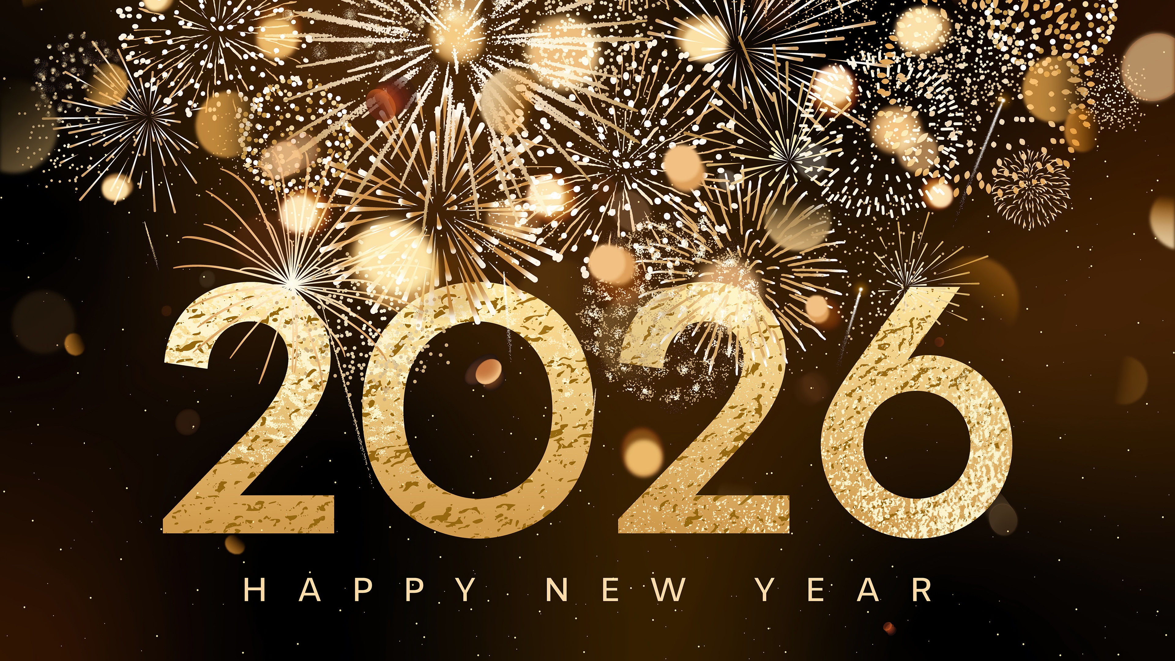 Happy New Year 2026 Fireworks 4K HD Wallpaper