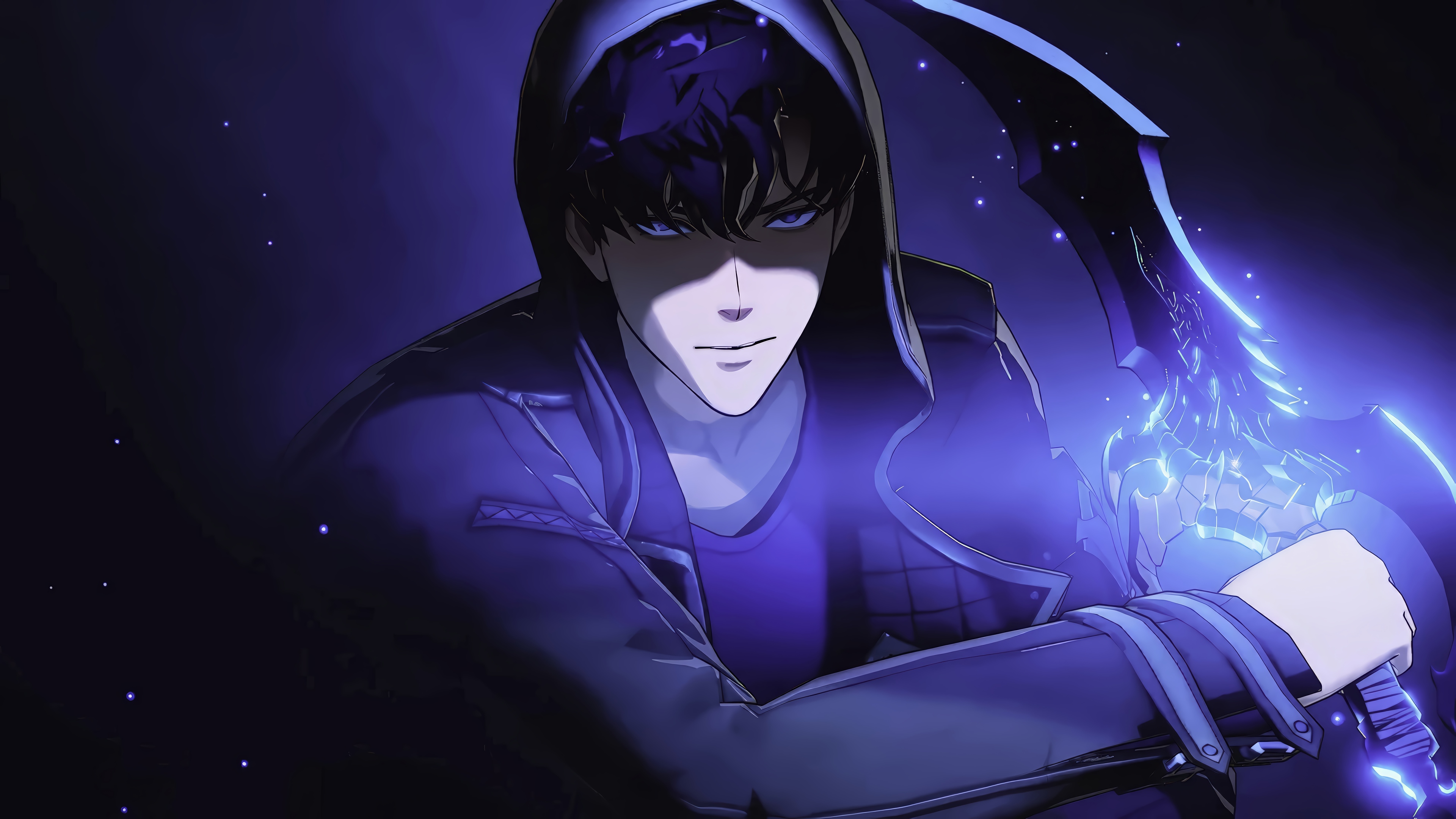 Sung Jin-Woo with a glowing sword in 4K HD Wallpaper