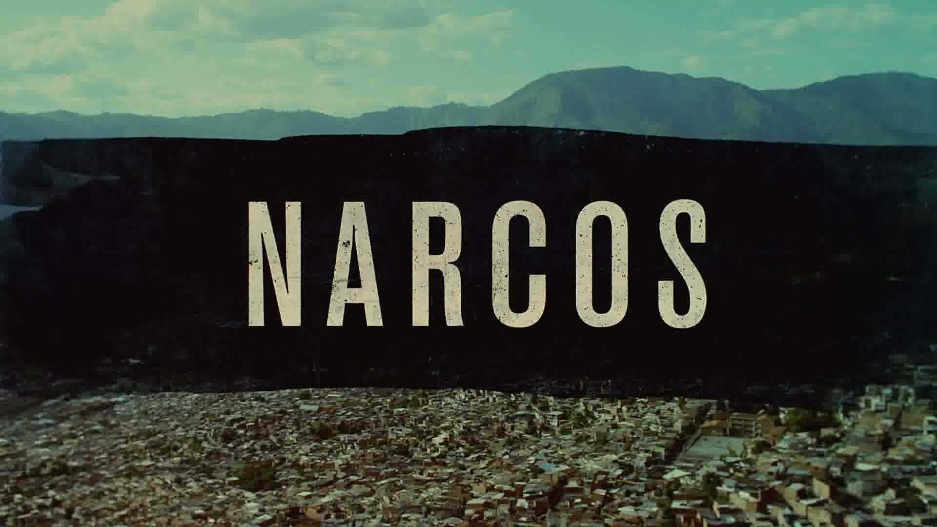Narcos title card with city and mountains HD Wallpaper