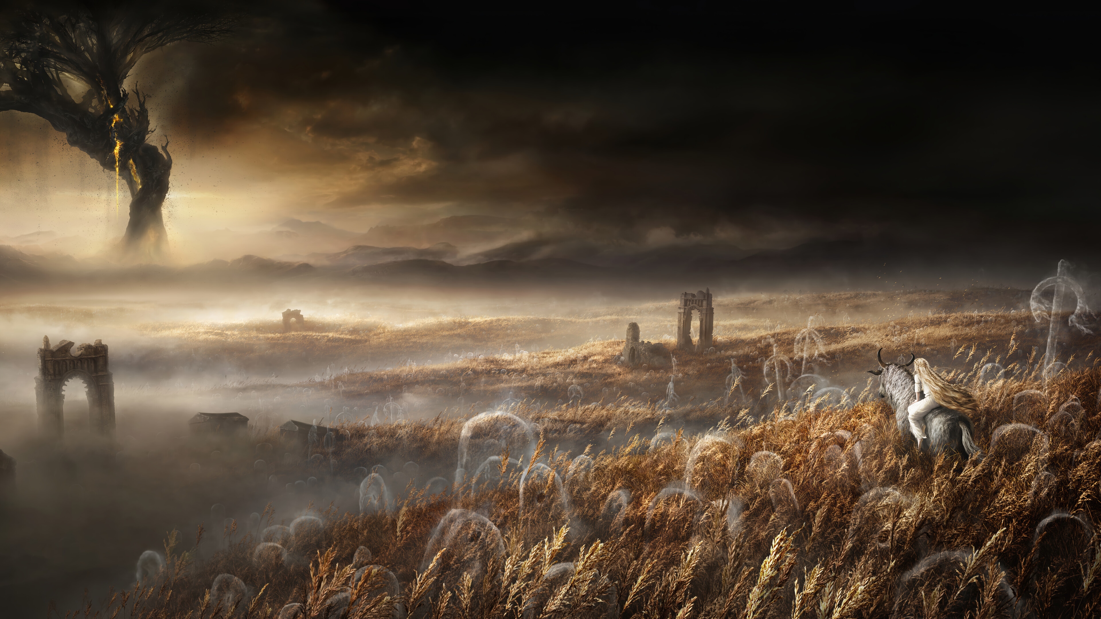 Elden Ring 4K Scenery with Tree and Ruins HD Wallpaper
