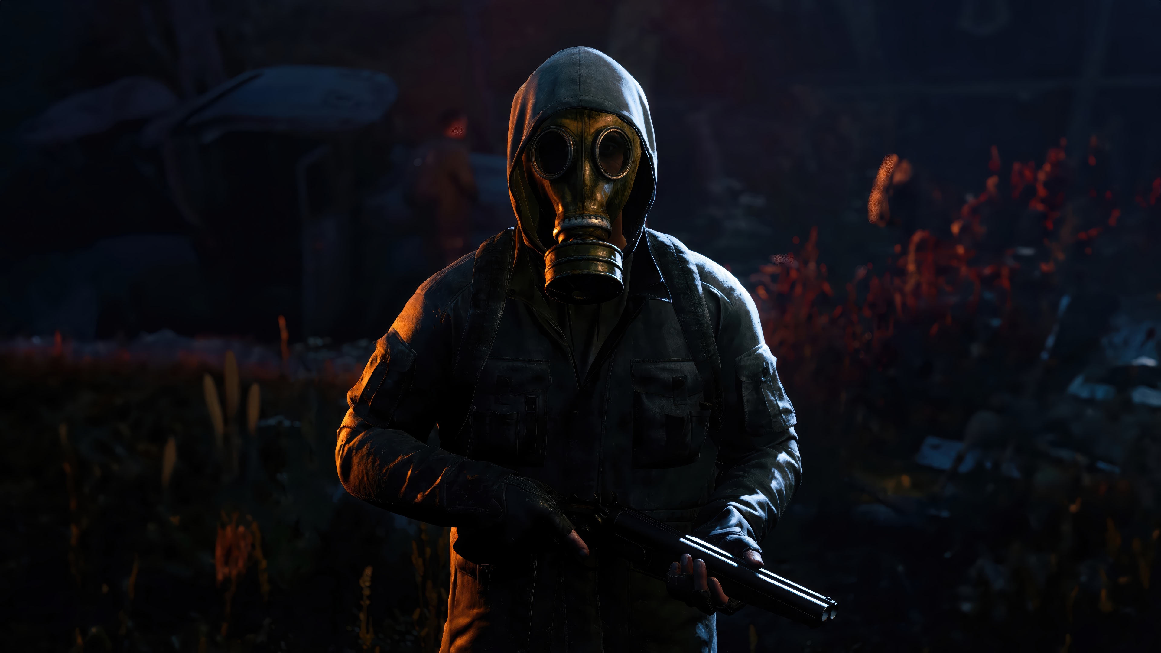 STALKER 2 Gas Mask Man with Shotgun HD Wallpaper