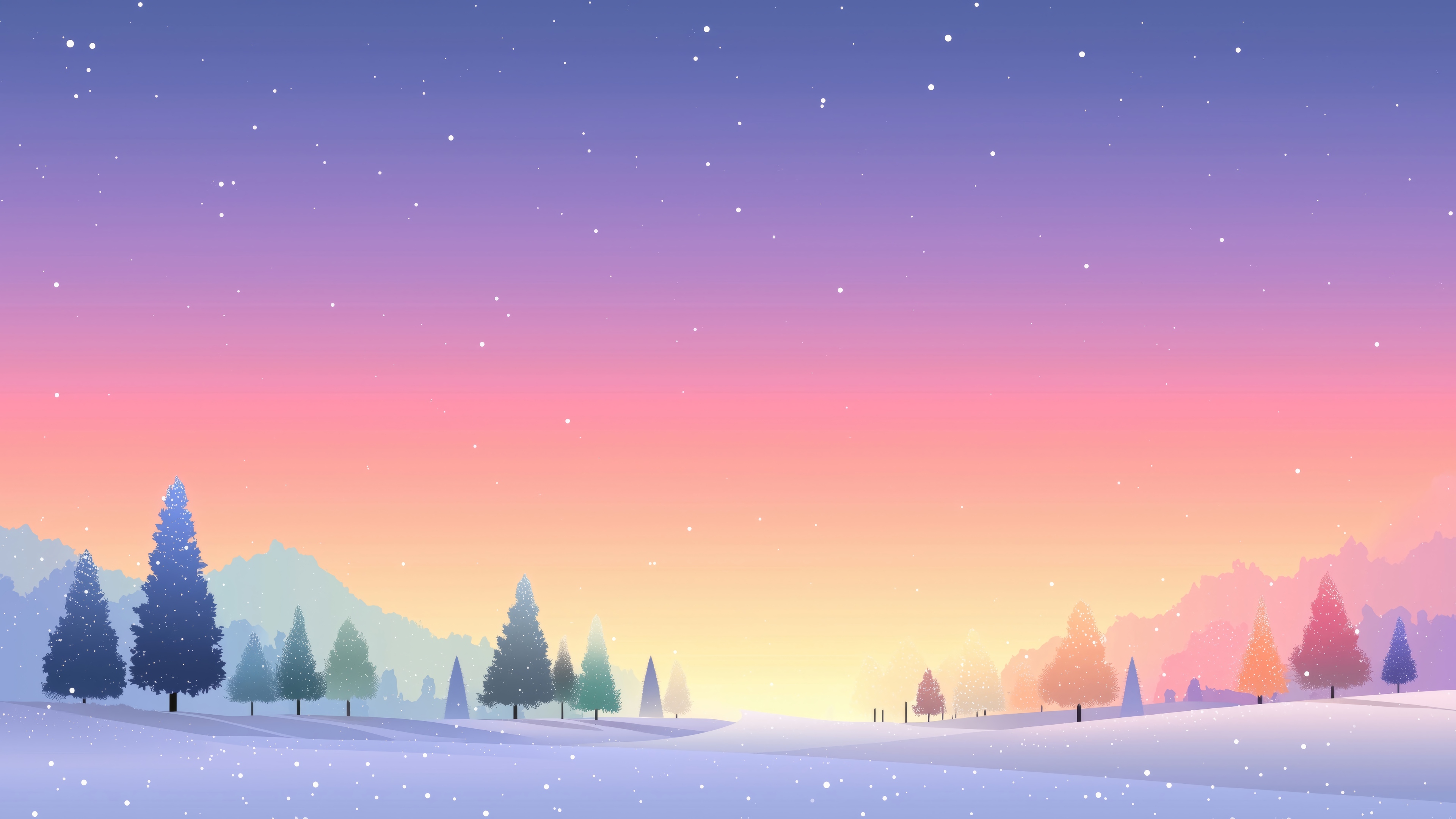 Winter Scenery with Snow and Trees 4K HD Wallpaper