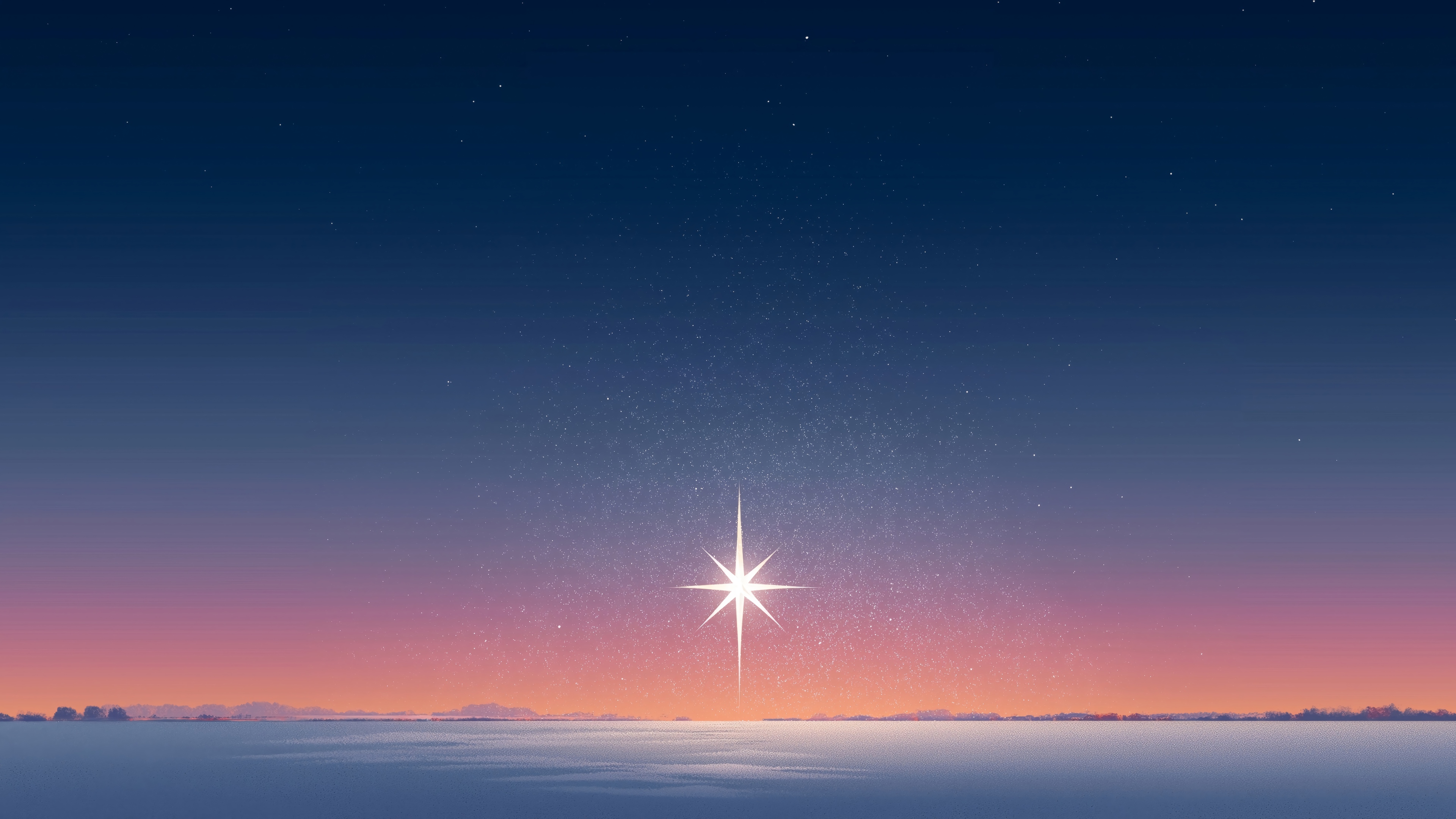 North Star over a winter landscape HD Wallpaper