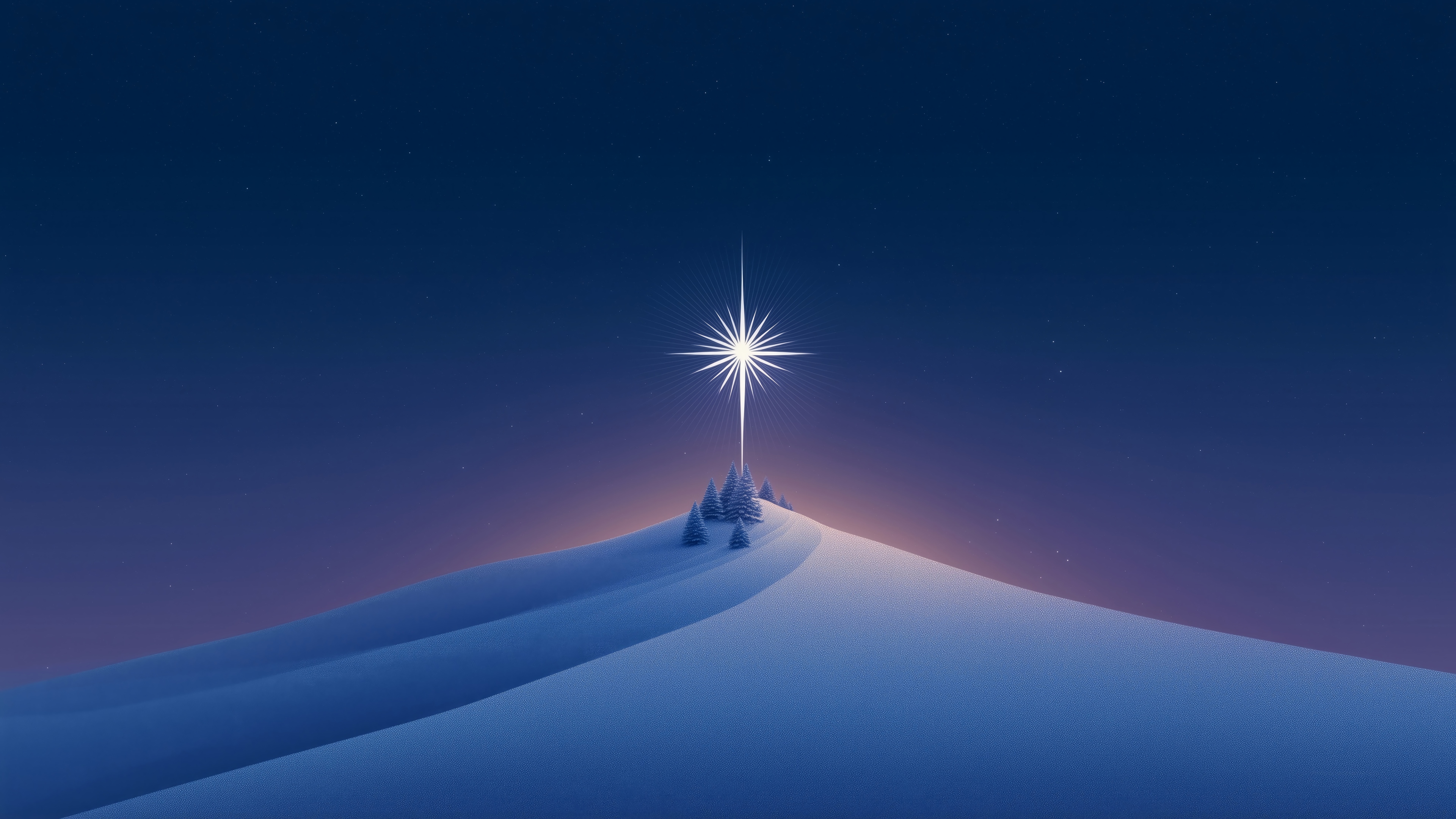 The North Star over a Snowy Hillside 4K HD Wallpaper