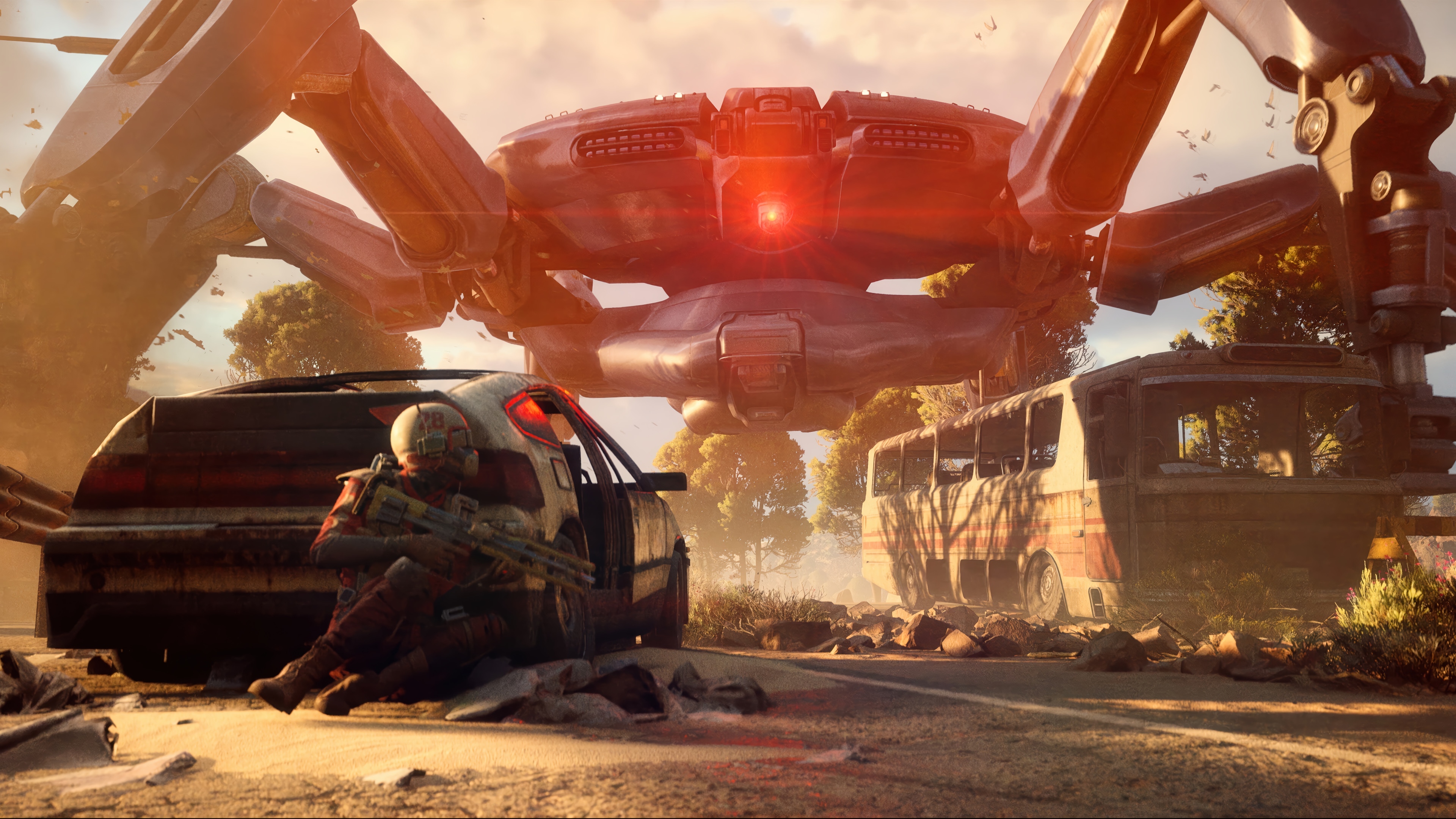 ARC Raiders: Giant Robot Attacks a Soldier HD Wallpaper