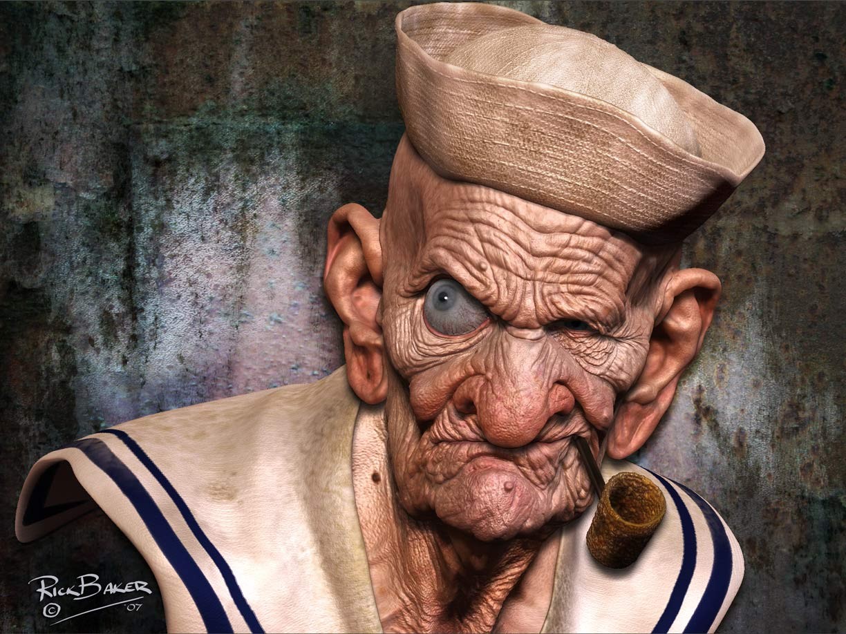 Old sailor Popeye with a pipe HD Wallpaper