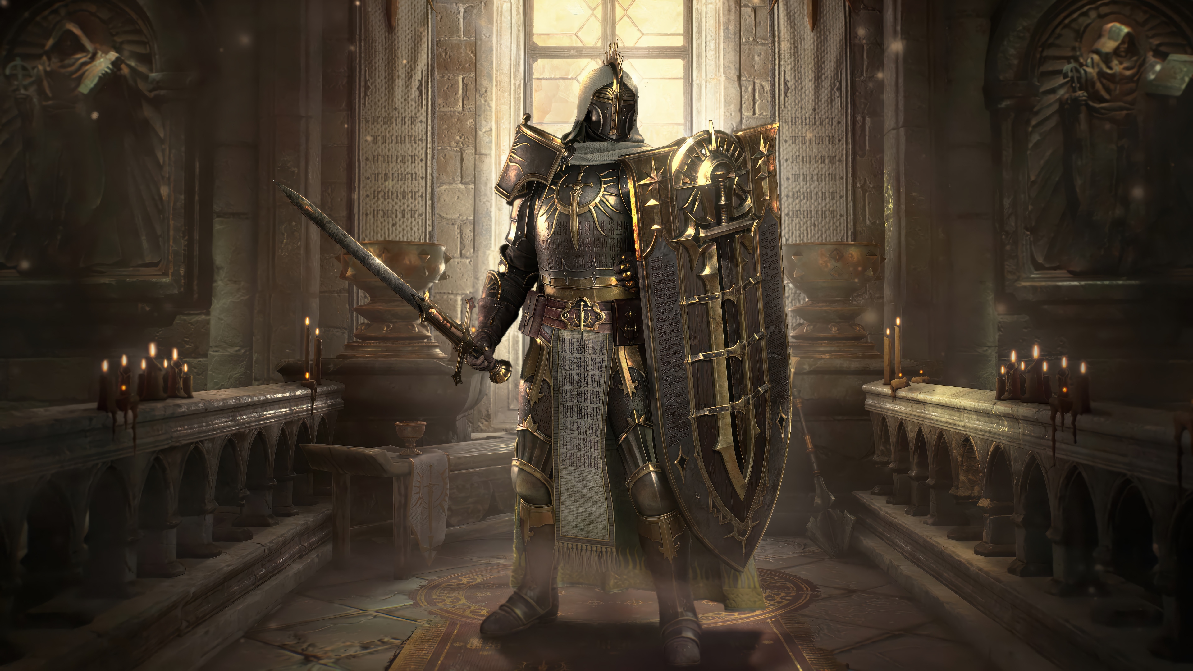 Diablo IV Paladin in a Church HD Wallpaper
