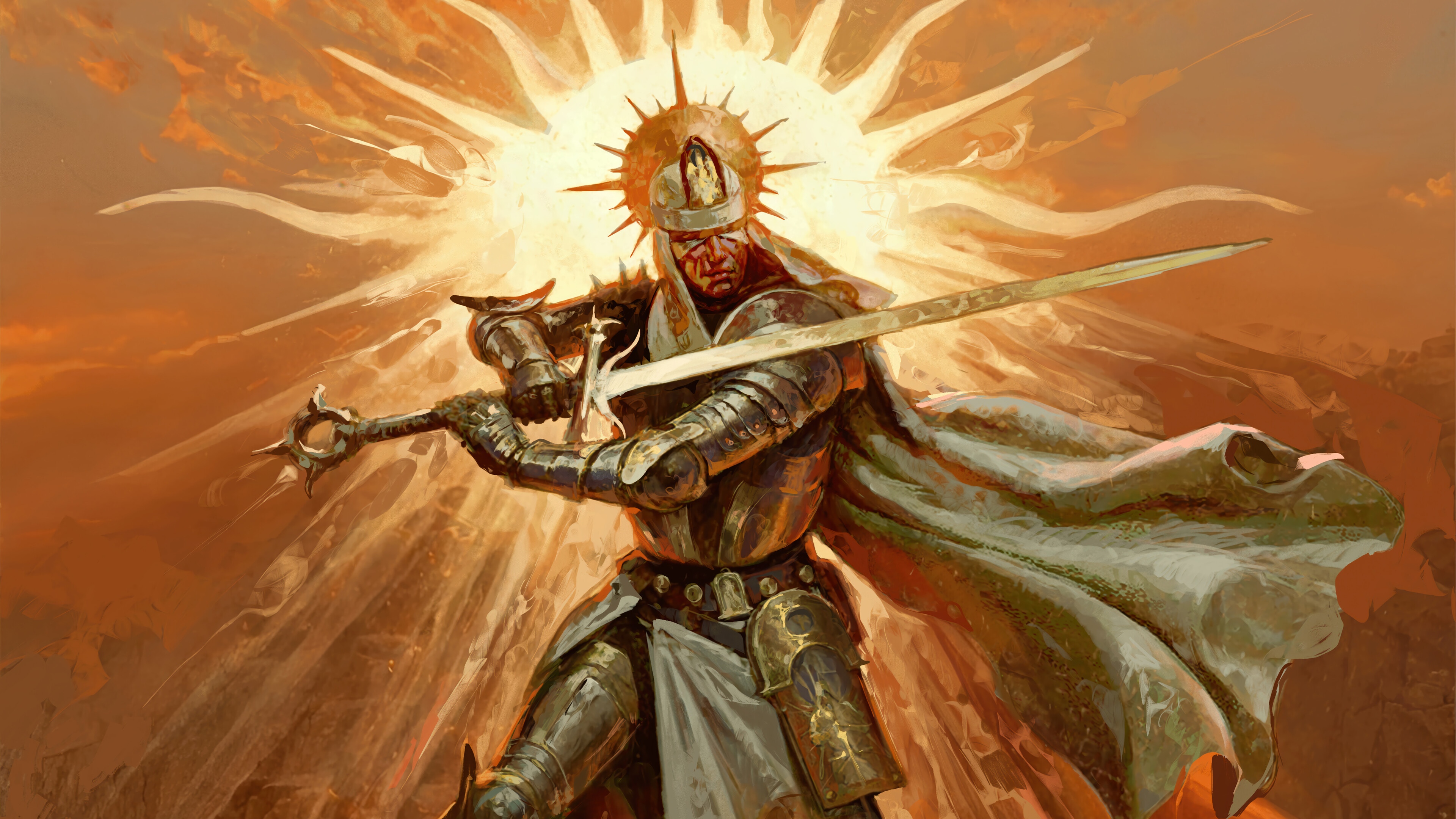 Diablo IV Knight with Sword and Sun Halo HD Wallpaper