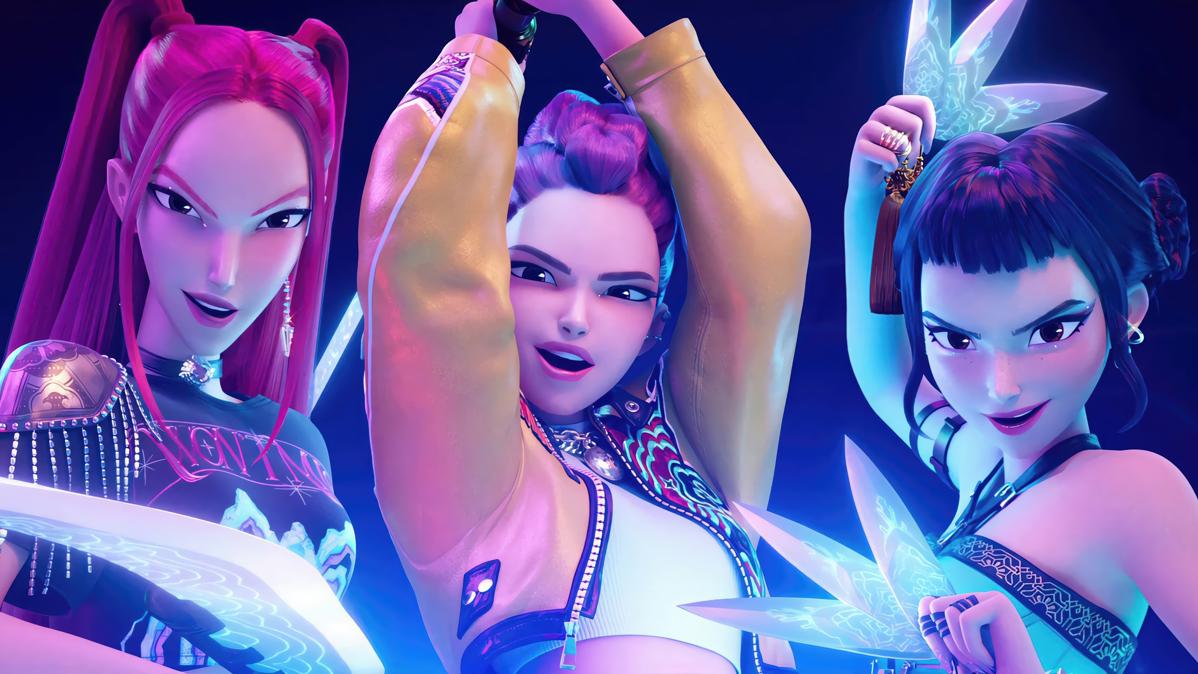 KPop Demon Hunters: Rumi, Mira, and Zoey 4K HD Wallpaper